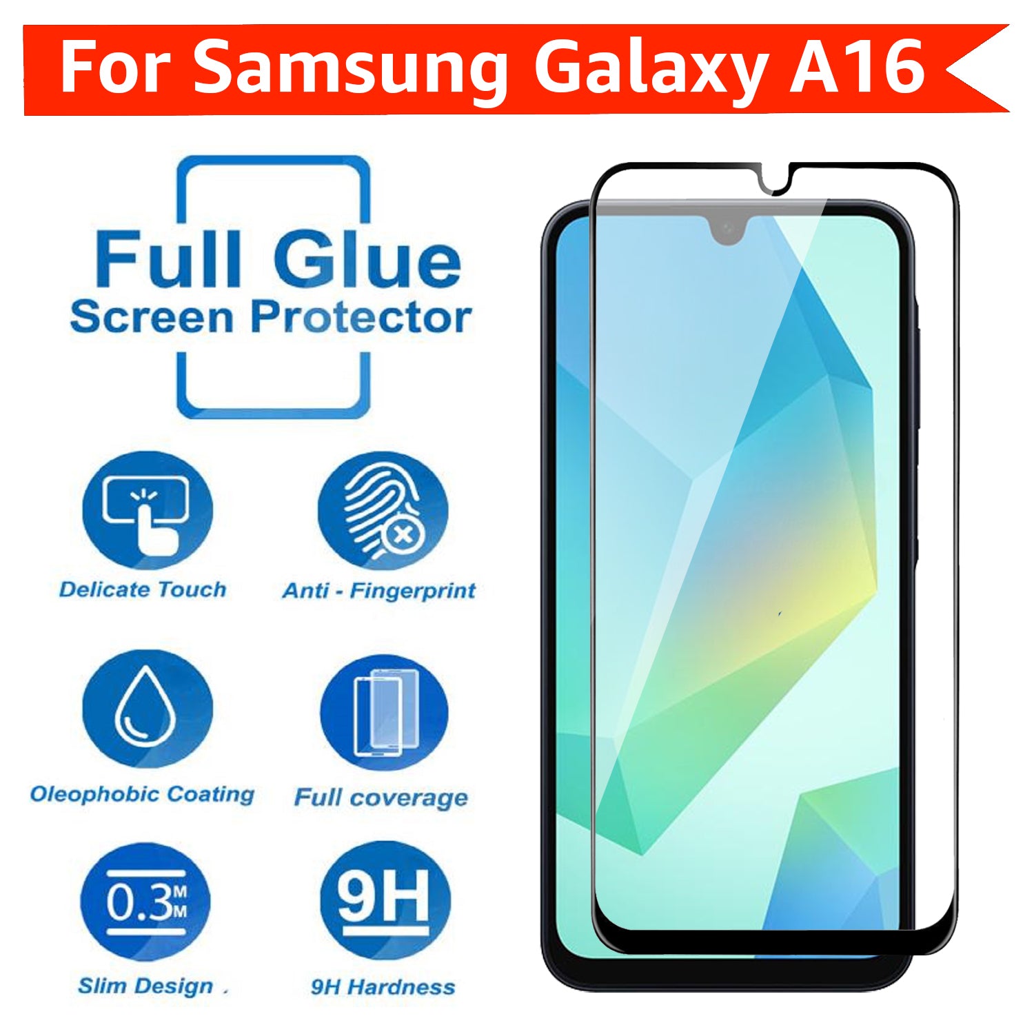 Tempered Glass for Samsung Galaxy A16 / A16 5G (Black) Edge to Edge, Pack of 1