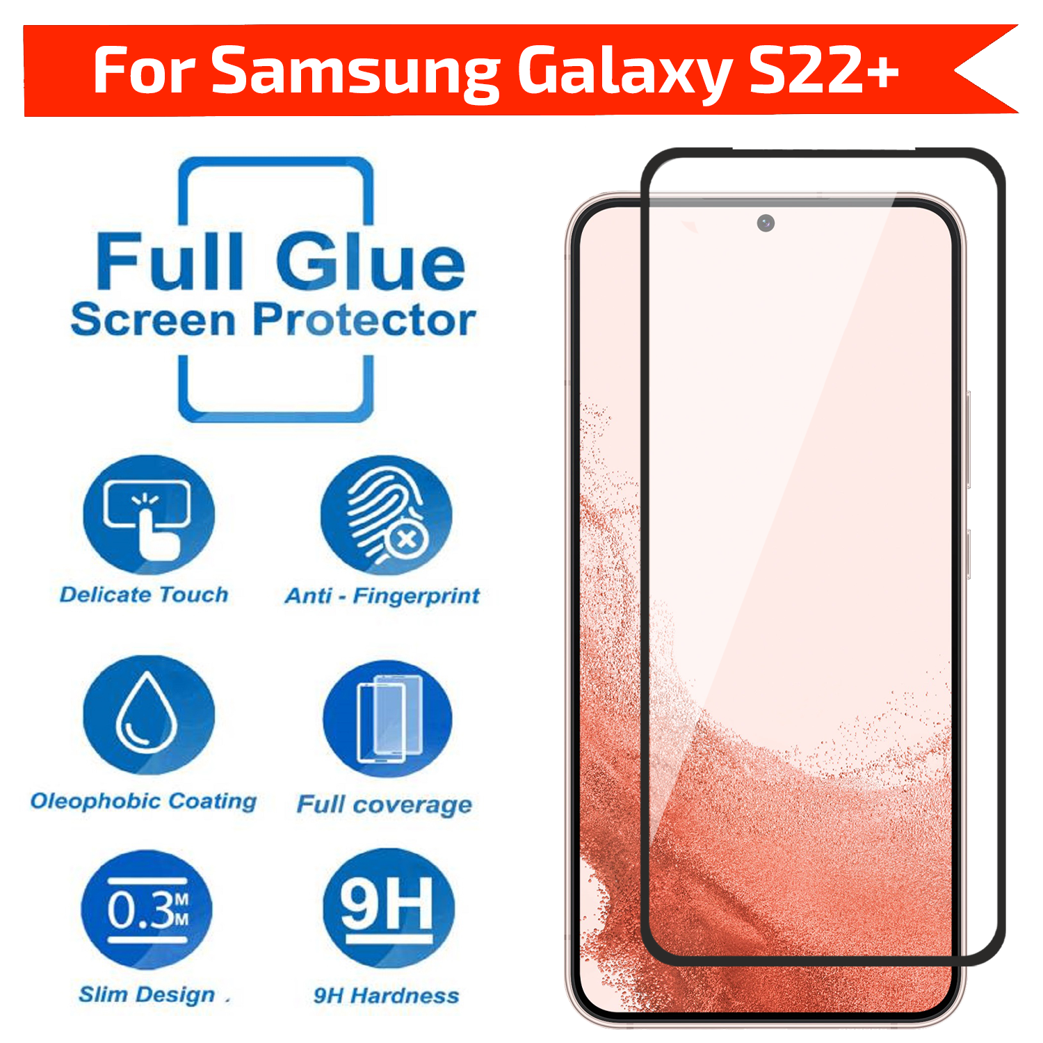 Tempered Glass for Samsung Galaxy S22 Plus / S23 Plus , (Black) Edge to Edge , Pack of 1 ( No Guarantee for Finger Print )