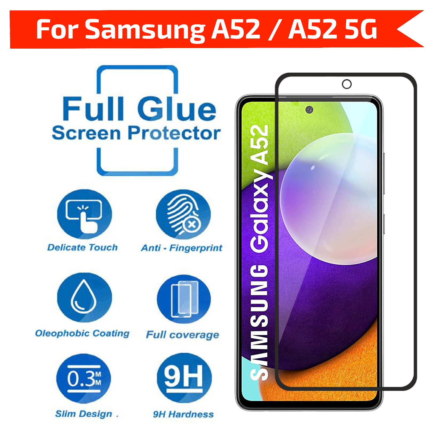 Tempered Glass for Samsung Galaxy A52 / Samsung Galaxy A52s (Black) Edge to Edge , Pack of 1