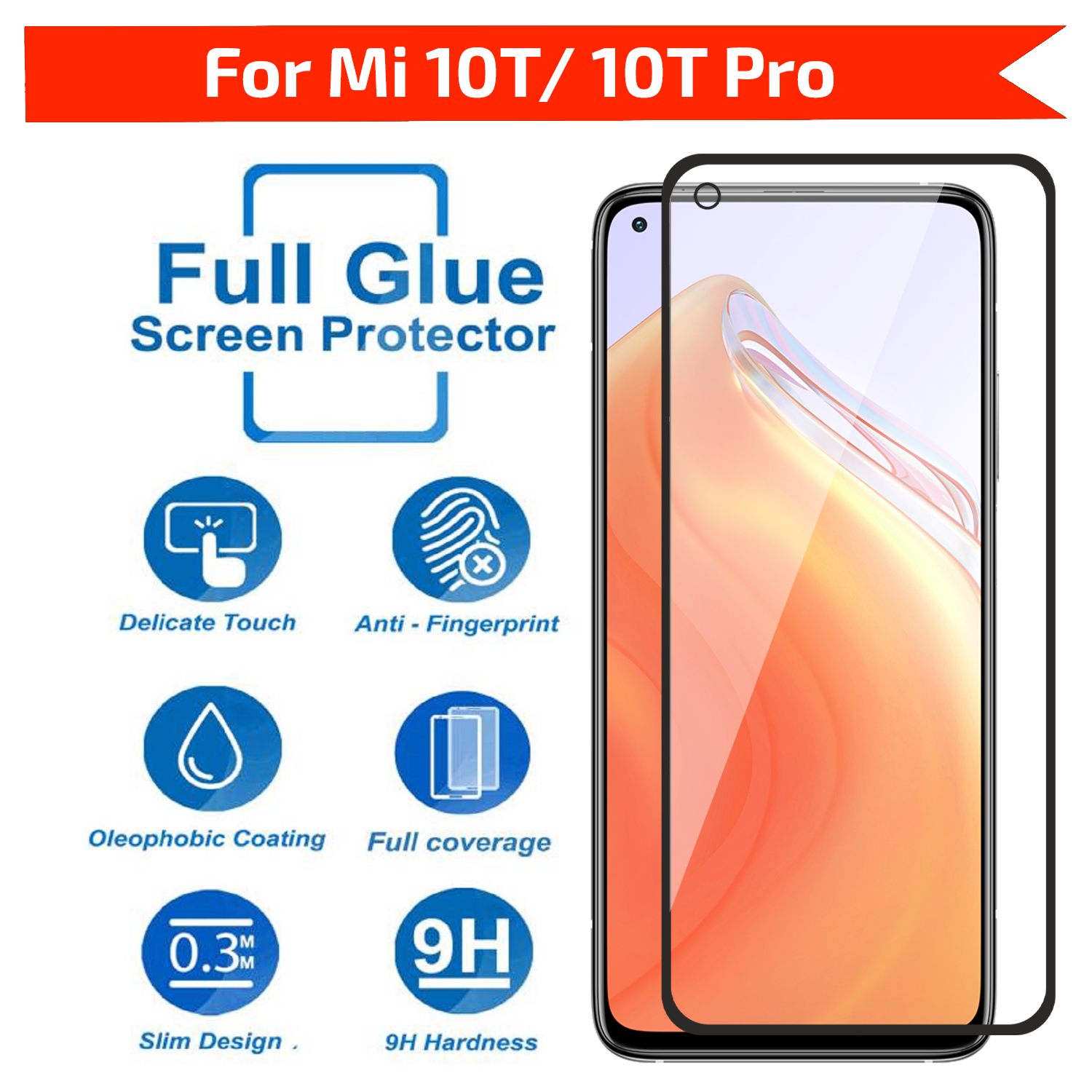Tempered Glass for Xiaomi Mi 10T 5G / 10T PRO 5G (Black) Edge to Edge , Pack of 1