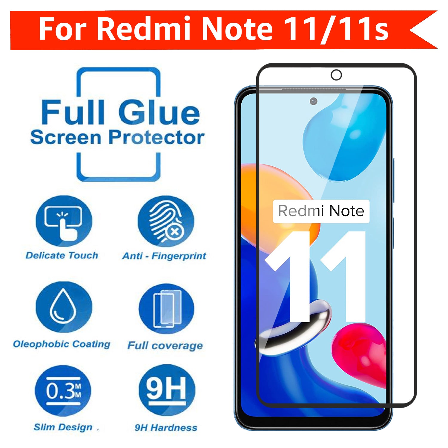 Tempered Glass for Xiaomi Redmi Note 11 / Note 11s / Poco M4 Pro 4G (Black) Edge to Edge , Pack of 1