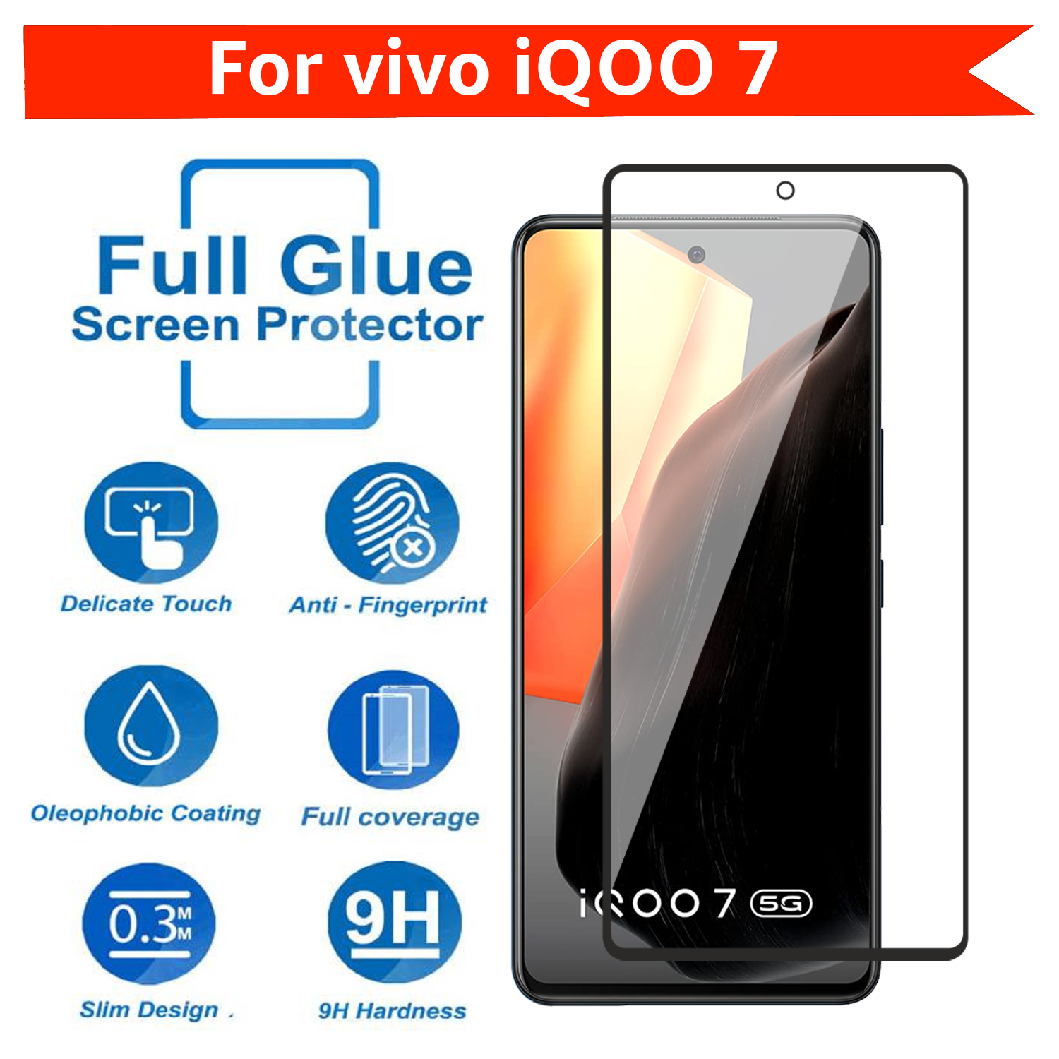 Tempered Glass for vivo iQOO 7 (Black) Edge to Edge , Pack of 1