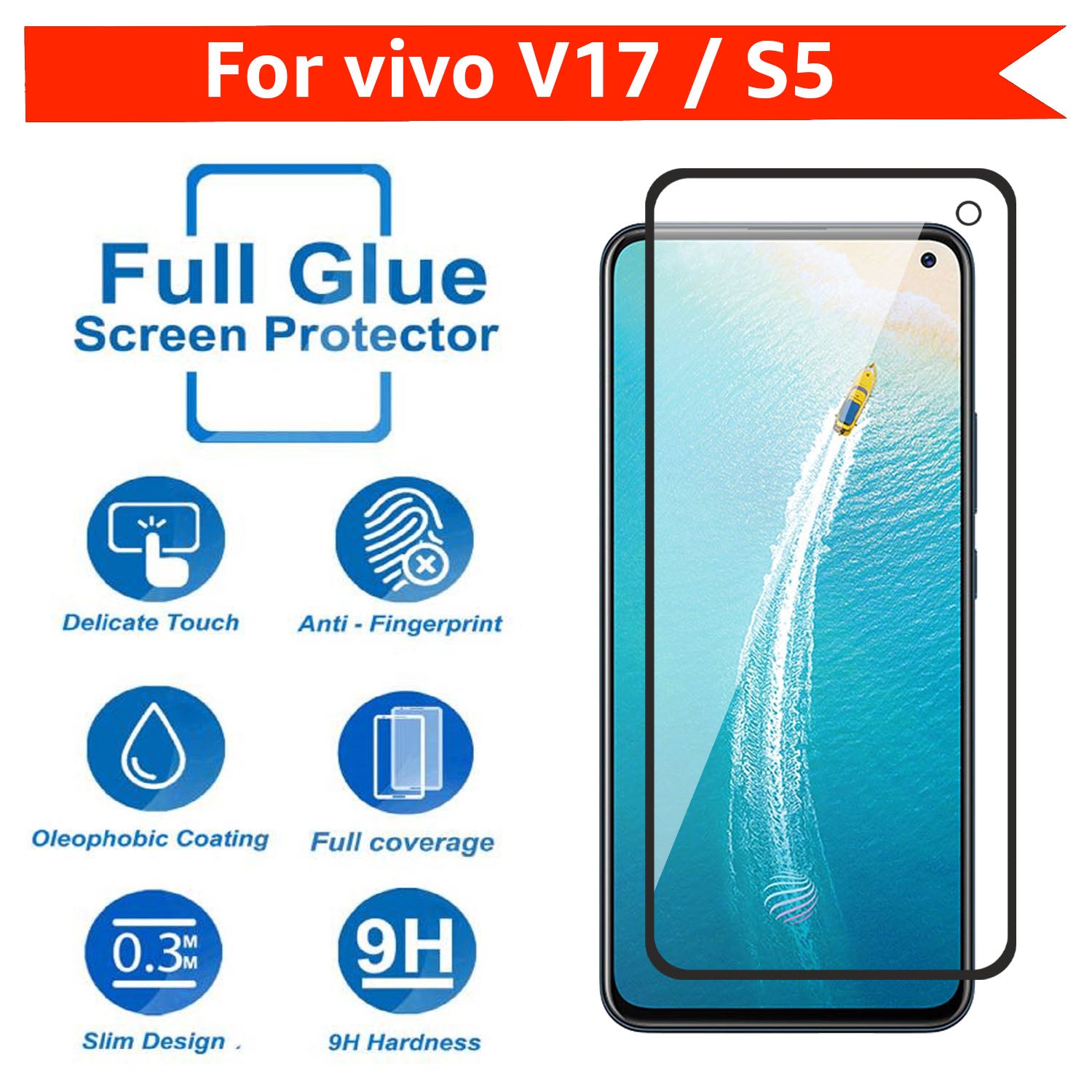 Tempered Glass for vivo V17 / vivo S5 (Black) Edge to Edge , Pack of 1