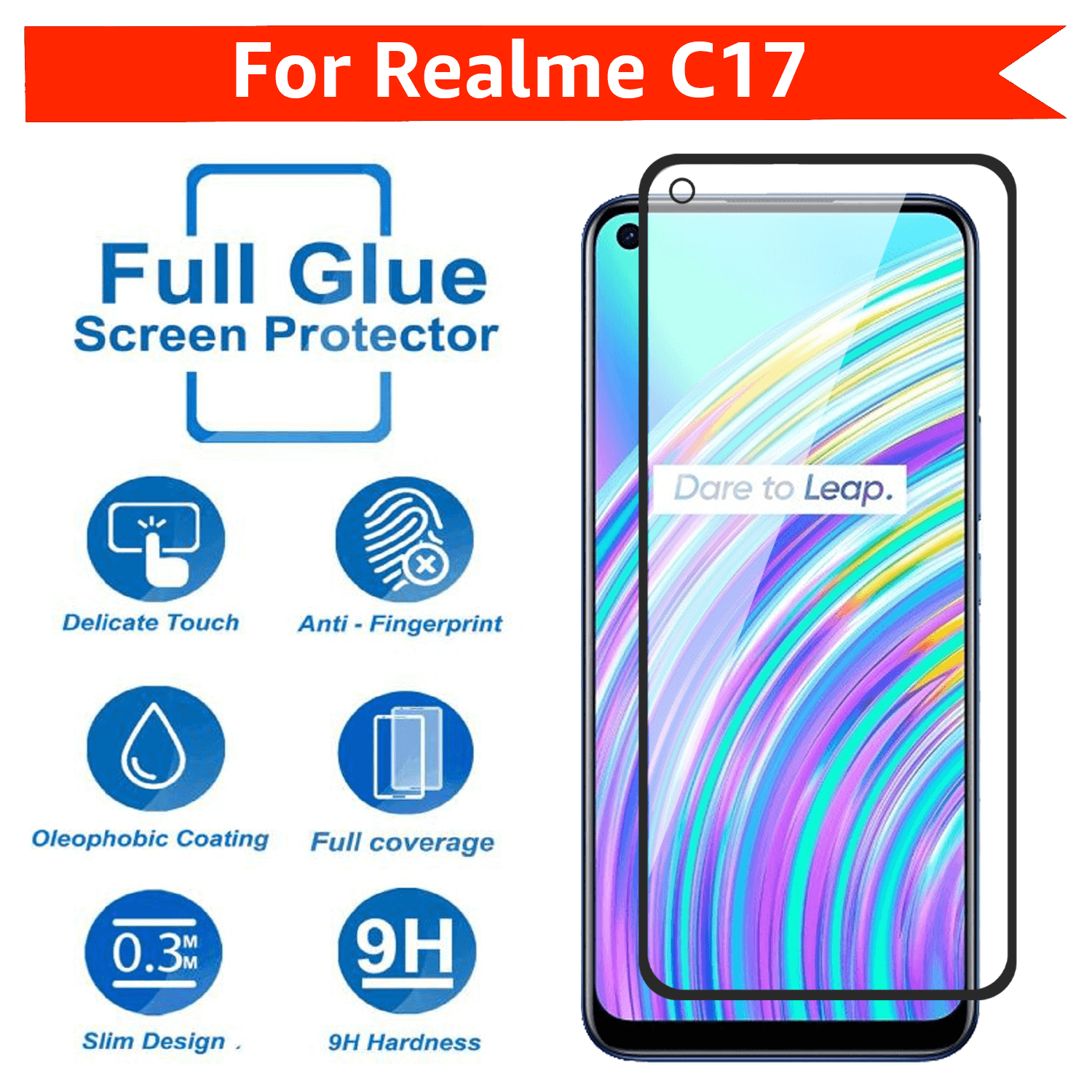 Tempered Glass for Realme C17 (Black) Edge to Edge , Pack of 1