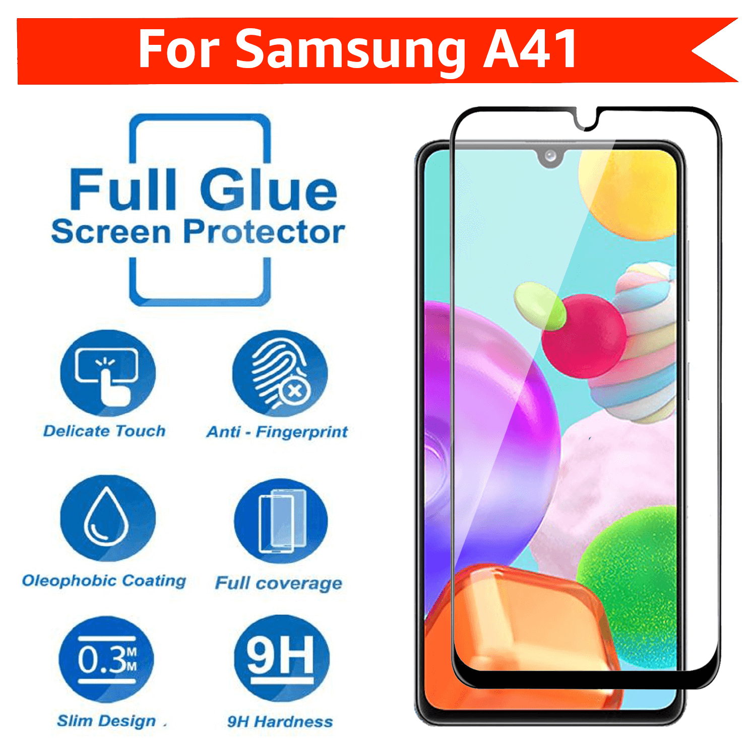 Tempered Glass for Samsung Galaxy A41 (Black) Edge to Edge , Pack of 1