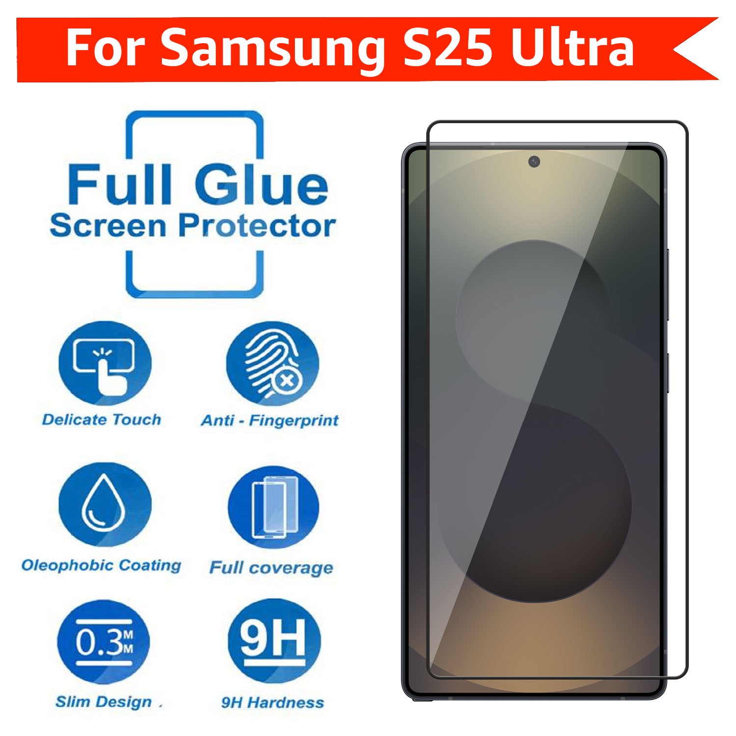 Tempered Glass for Samsung Galaxy S25 Ultra (Black) Edge to Edge , Pack of 1 ( No Guarantee for Finger Print )