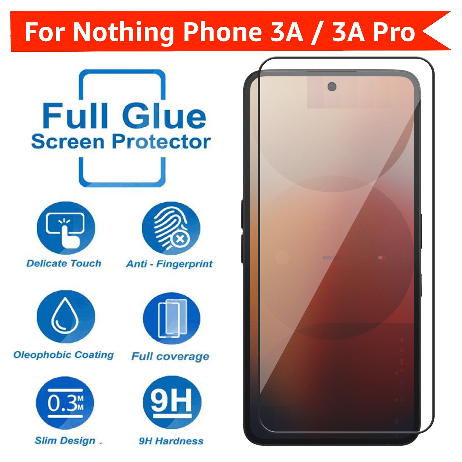 Tempered Glass for Nothing Phone 3A / Nothing Phone 3A Pro (Black) Edge to Edge , Pack of 1