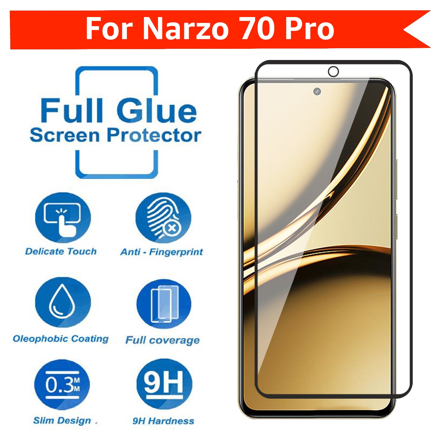 Tempered Glass for Realme Narzo 70 Pro , Pack of 1 , Edge to Edge