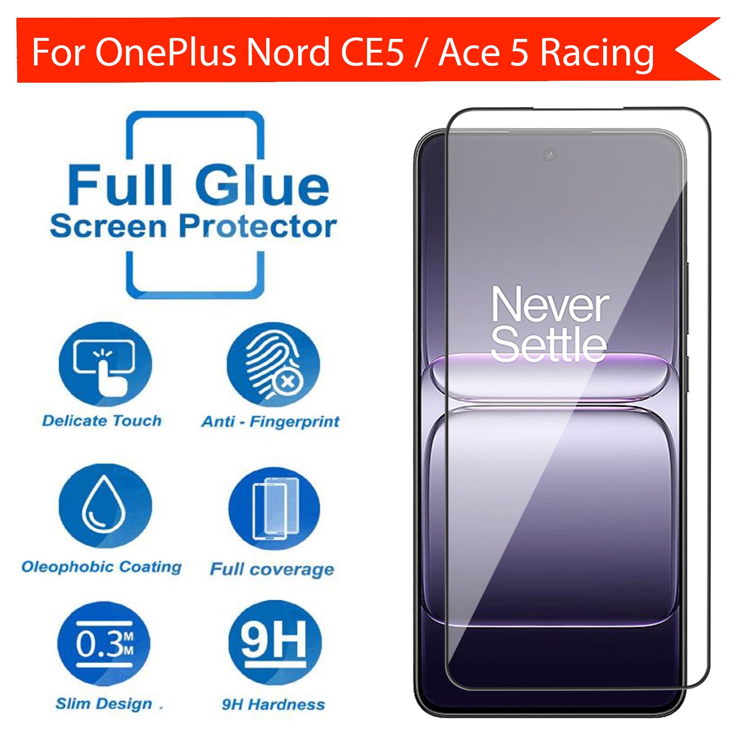 Tempered Glass for OnePlus Nord CE 5 / OnePlus Ace 5 Racing (Black) Edge to Edge , Pack of 1