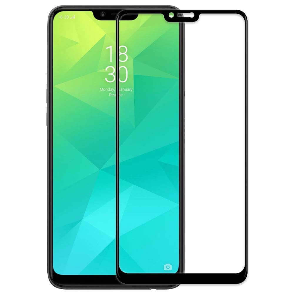 Tempered Glass for Realme 2 / A3S / A5 / REALME C1 / C1 2019 (Black) Edge to Edge , Pack of 1