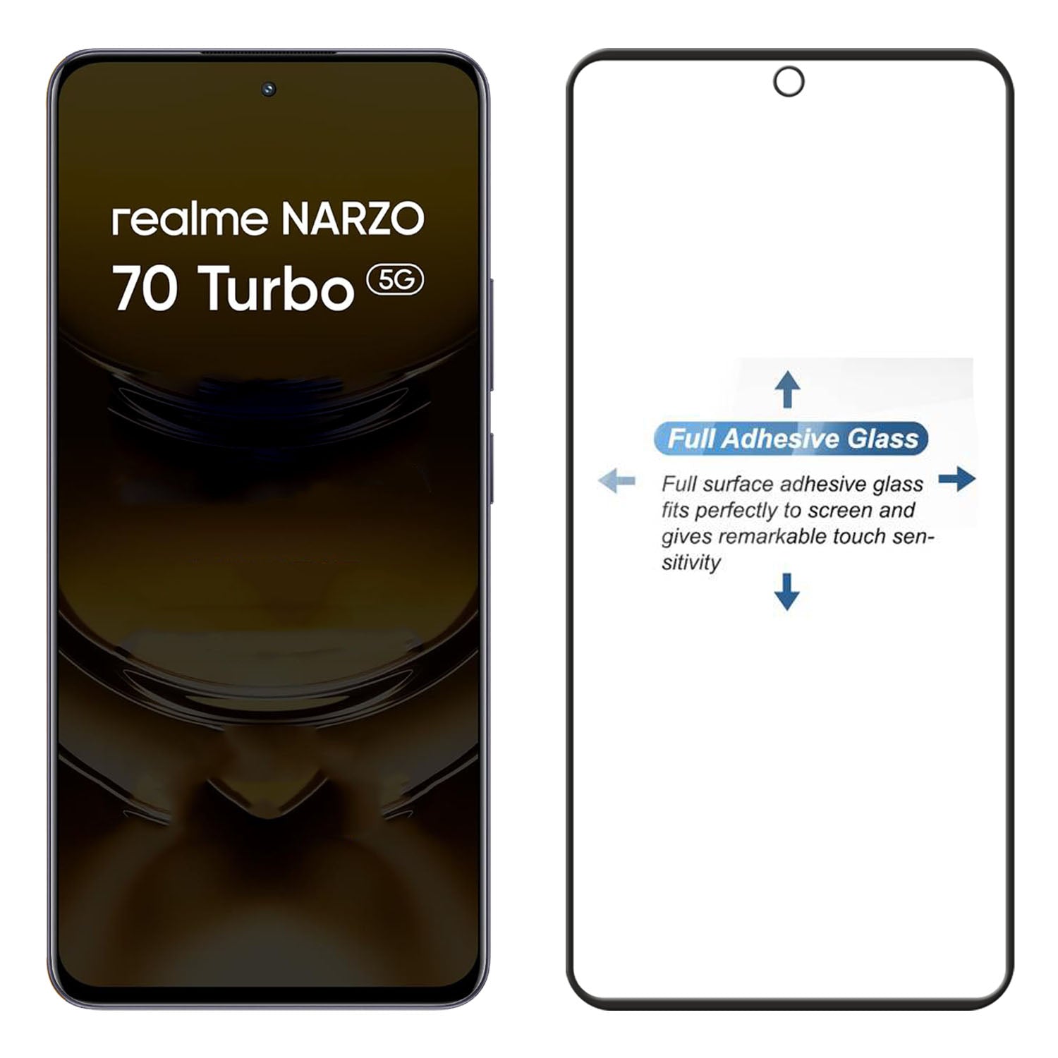 Tempered Glass for Realme Narzo 70 Turbo (Black) Edge to Edge , Pack of 1