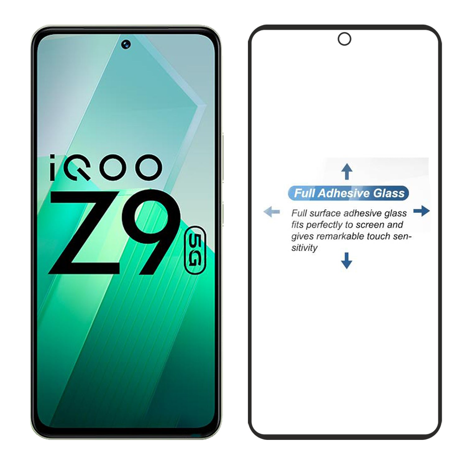 Tempered Glass for vivo iQOO Z9(Black) Edge to Edge , Pack of 1
