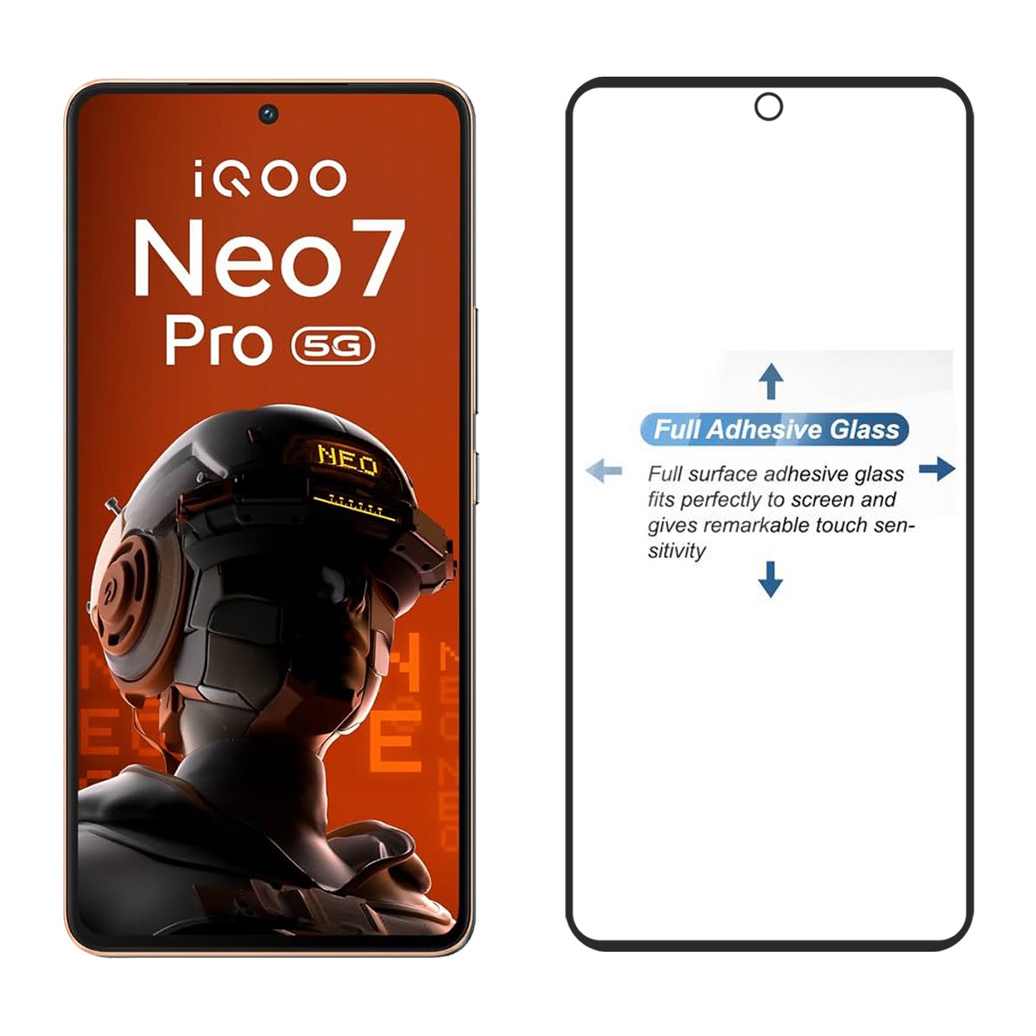 Tempered Glass for IQ00 Neo 7 (Black) Edge to Edge , Pack of 1