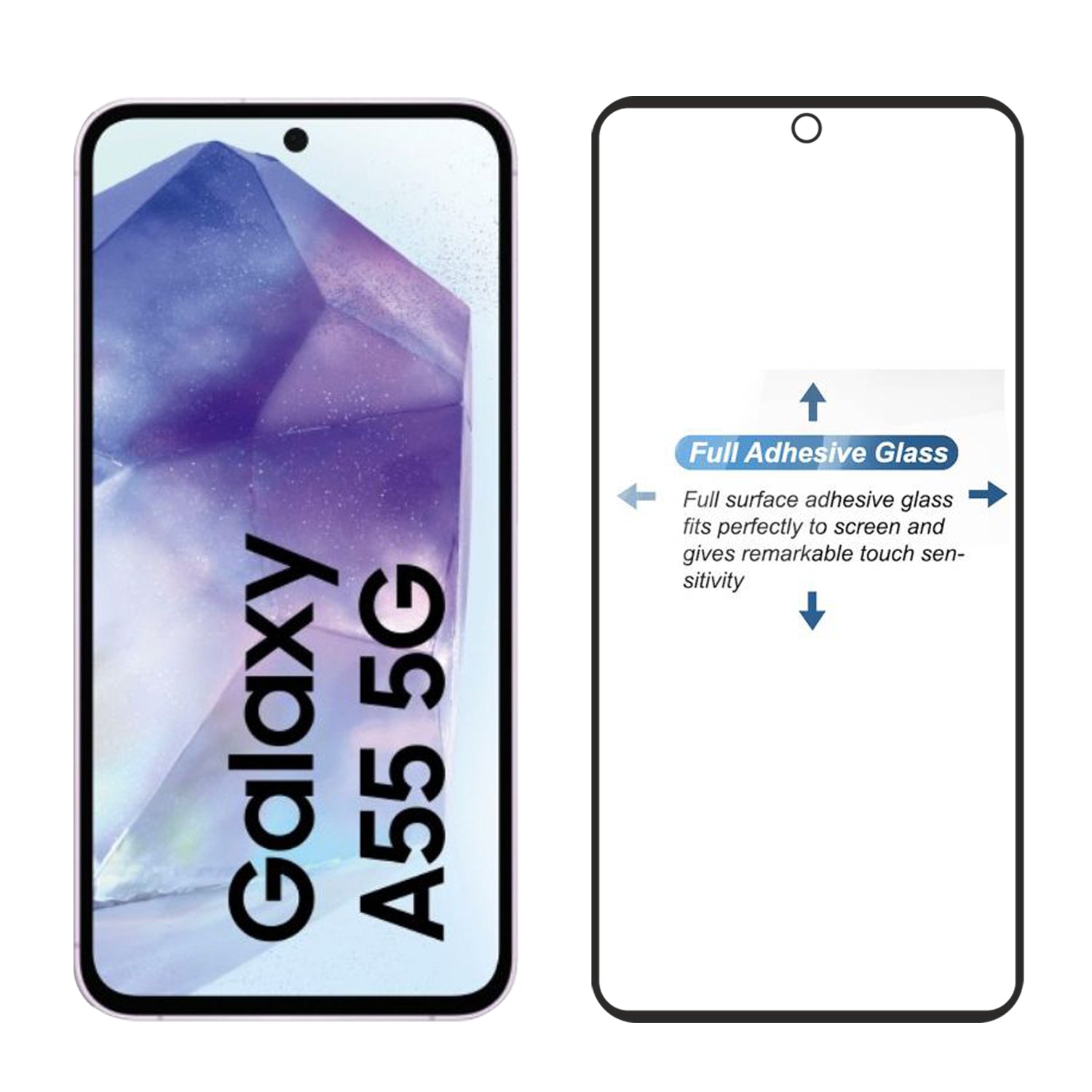 Tempered Glass for Samsung Galaxy A35 / A55 (Black) Edge to Edge , Pack of 1