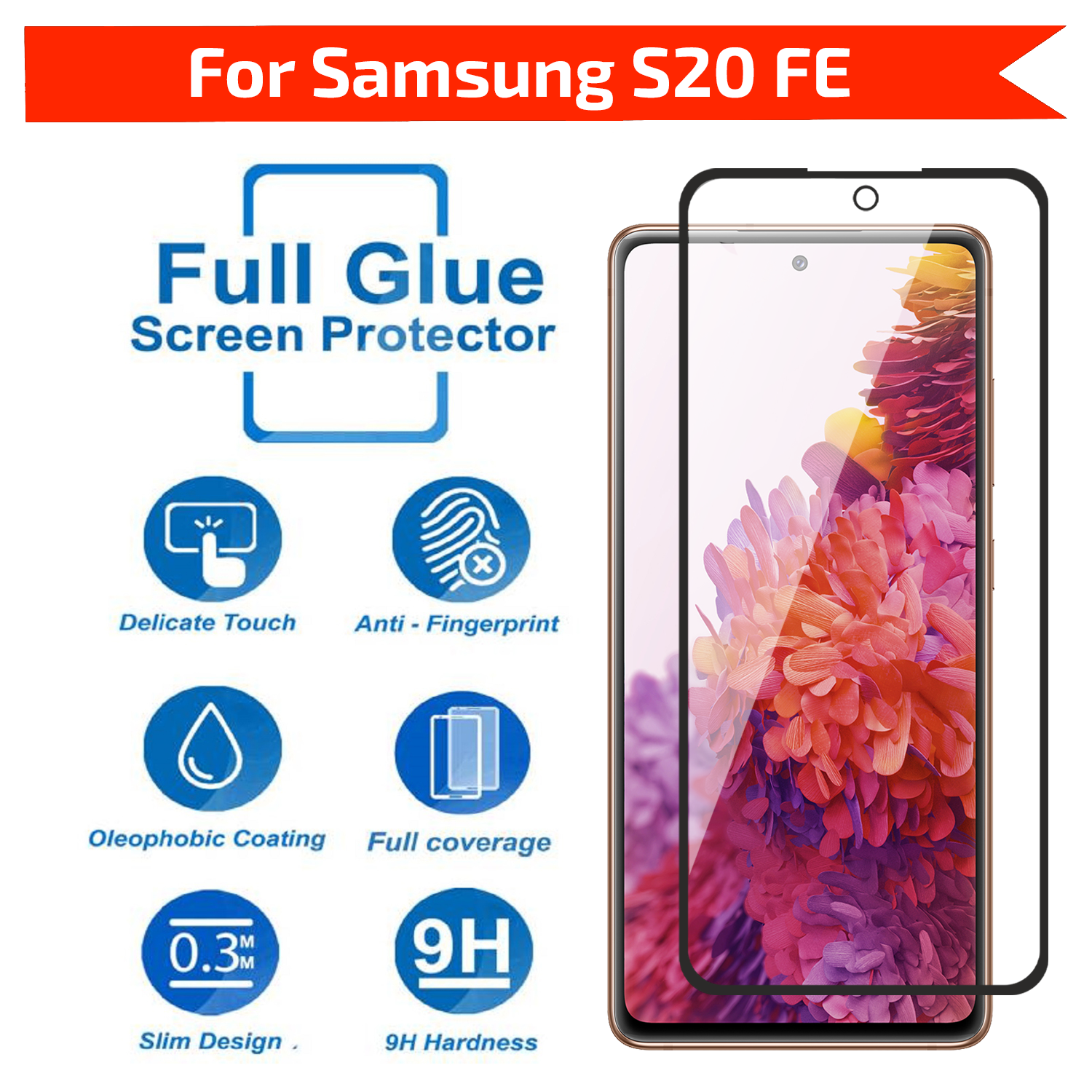 Tempered Glass for Samsung Galaxy S20 FE (Black) Edge to Edge, Pack of 1