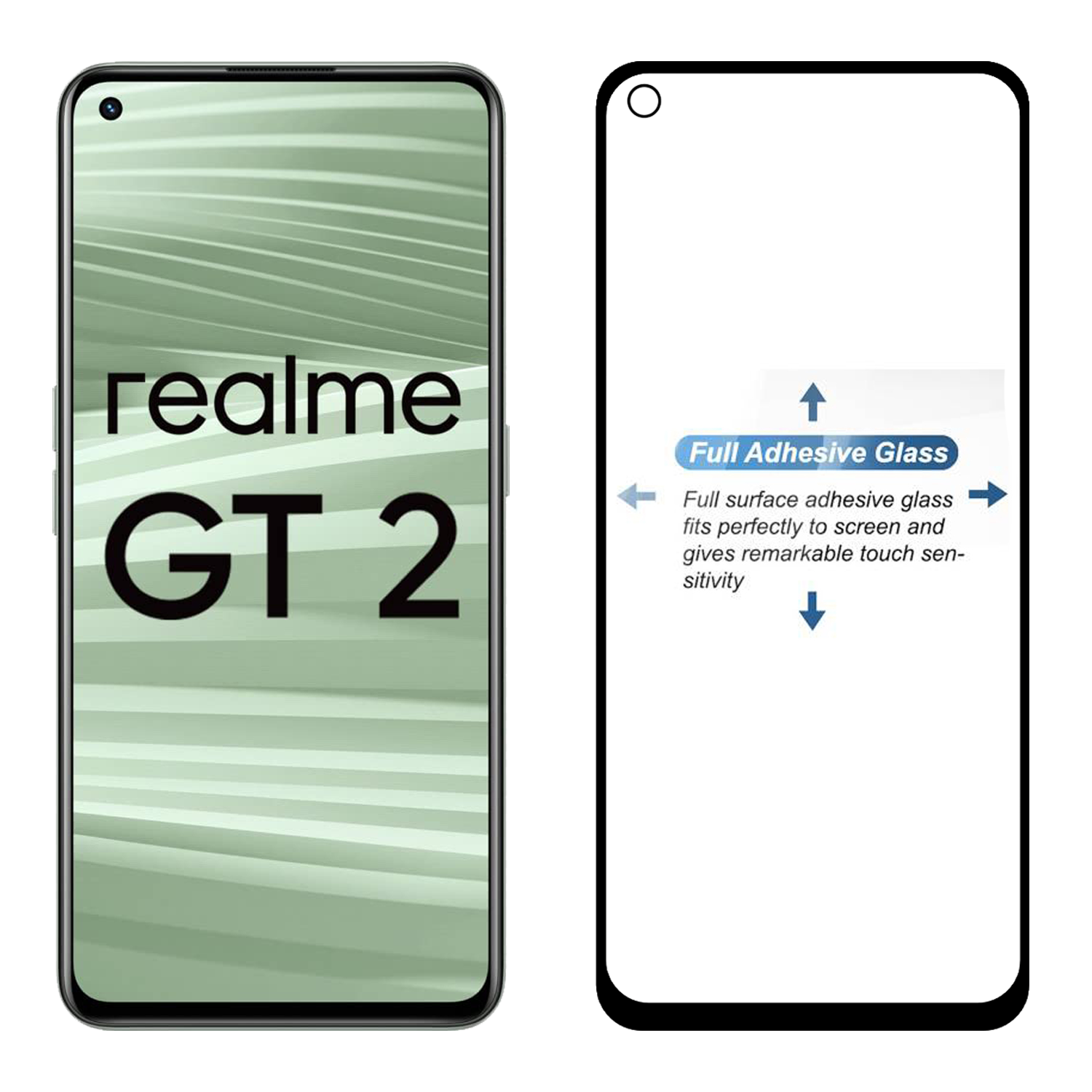 Tempered Glass for Realme GT2 / GT Neo 2 / Realme GT Neo 3T (Black) Edge to Edge , Pack of 1