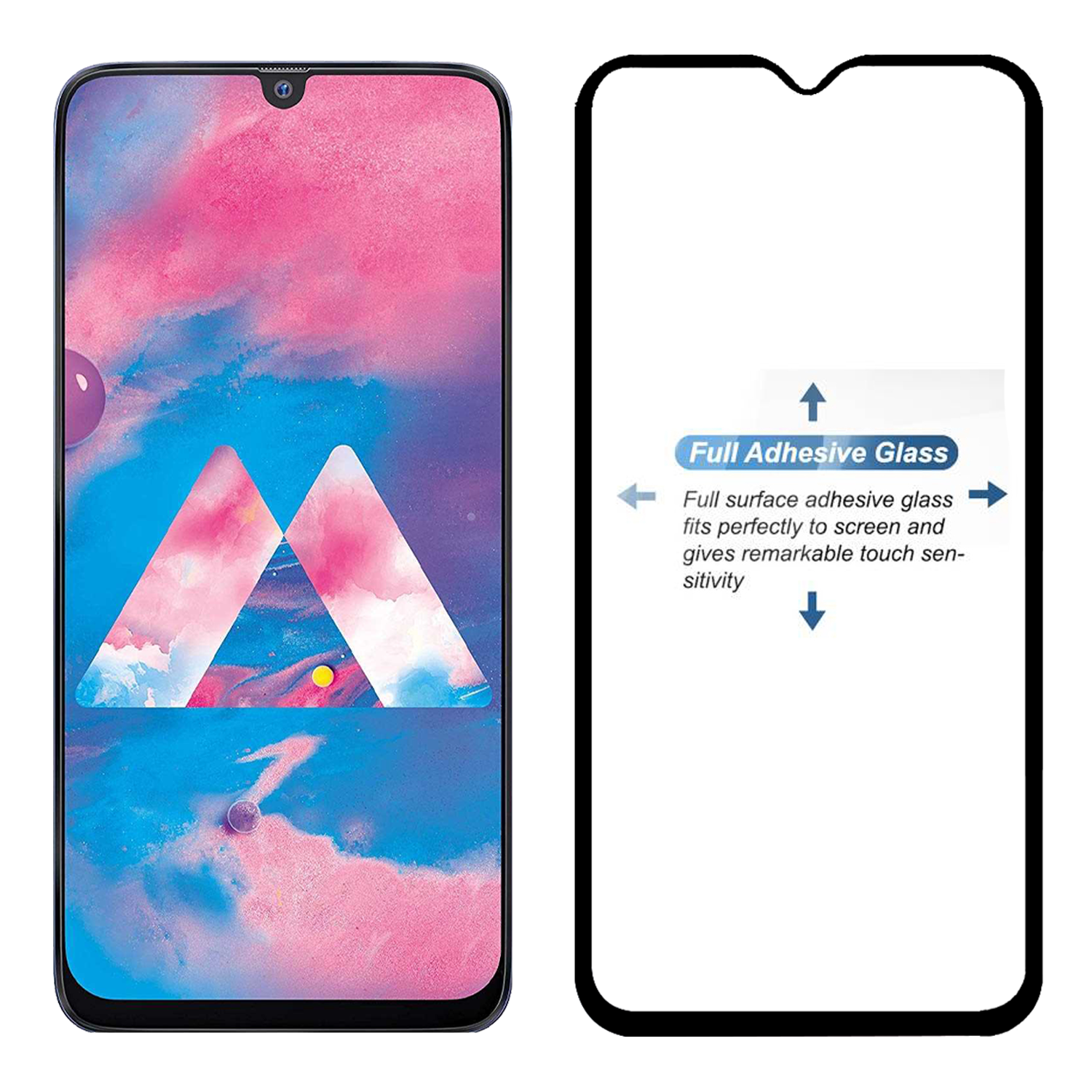 Tempered Glass for Samsung Galaxy M30s / M30 / A30 / A30s / A50 / A50s / A20 (Black) Edge to Edge , Pack of 1