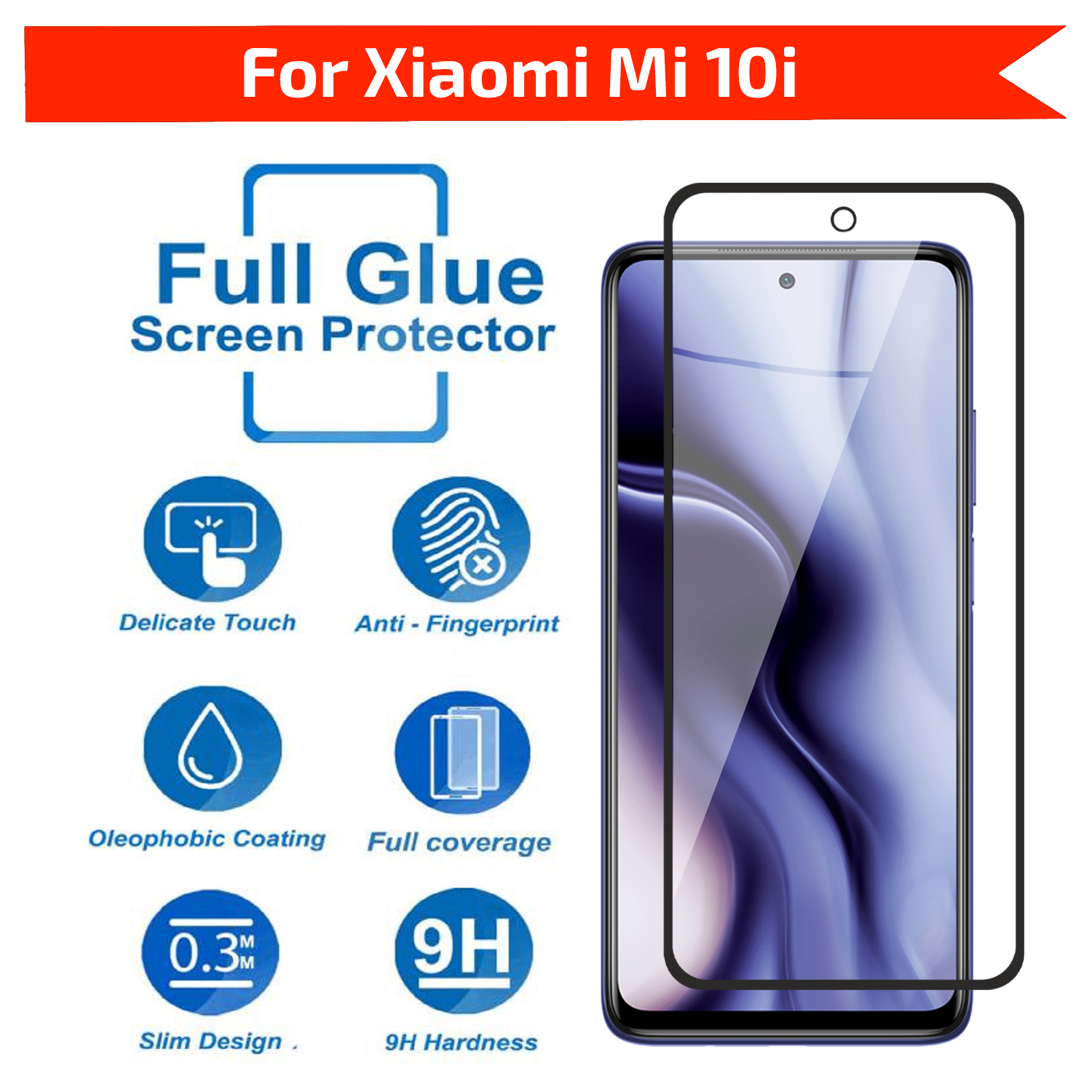 Tempered Glass for Xiaomi Mi 10i / Poco X3 / Poco X3 Pro (Black) Edge to Edge , Pack of 1