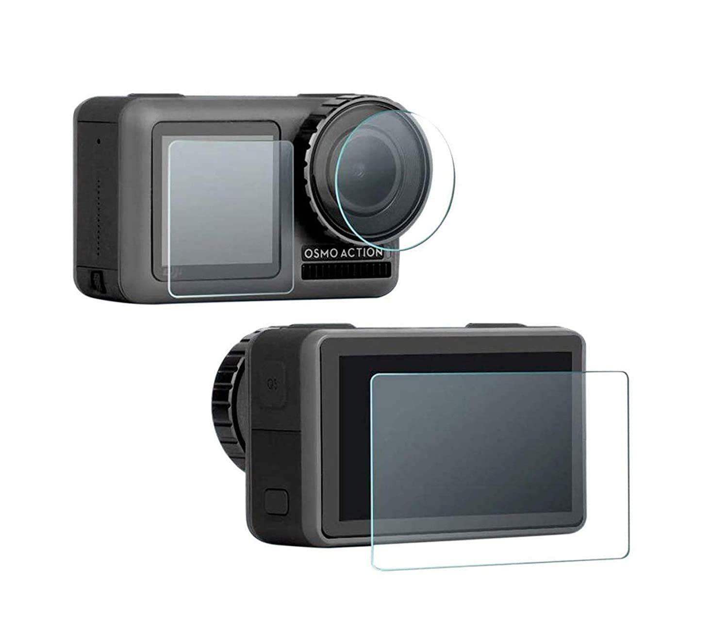 POPIO Military-Grade Gorilla Tempered Glass for DJI Osmo Action 3 Camera (Transparent) Edge To Edge Full Screen Coverage With Installation Kit, Complete Set Of 3 Glass
