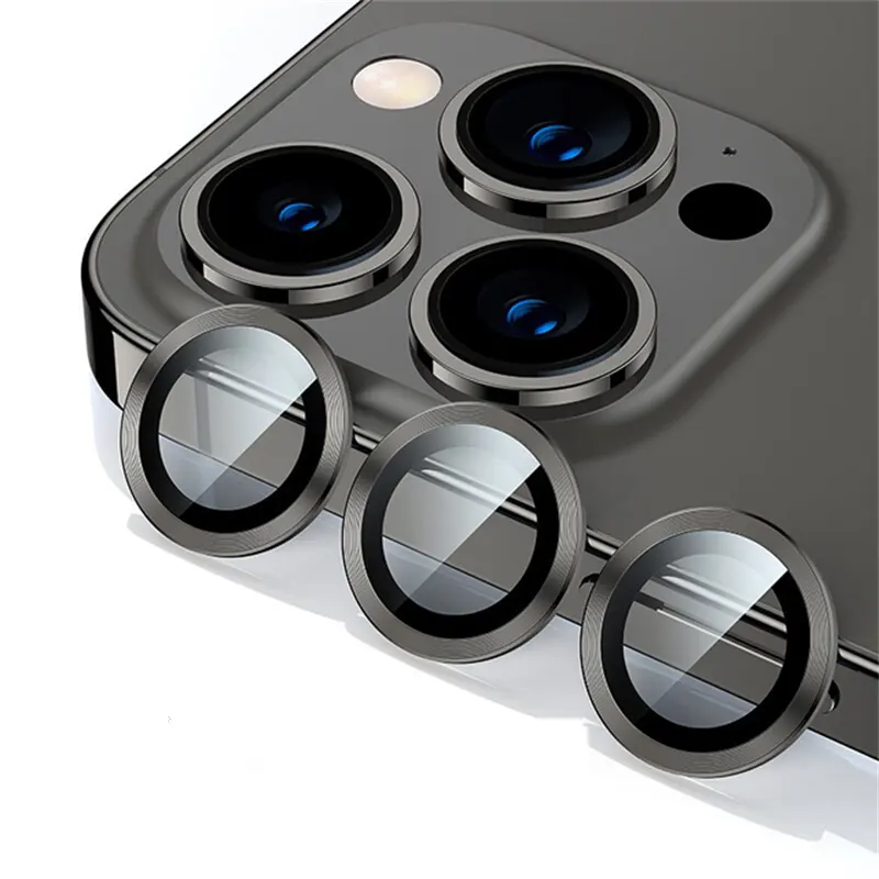 POPIO Camera Lens Protector For iPhone 13 Pro/iPhone 13 Pro Max (Black), 1 Set, with Easy Installation Kit