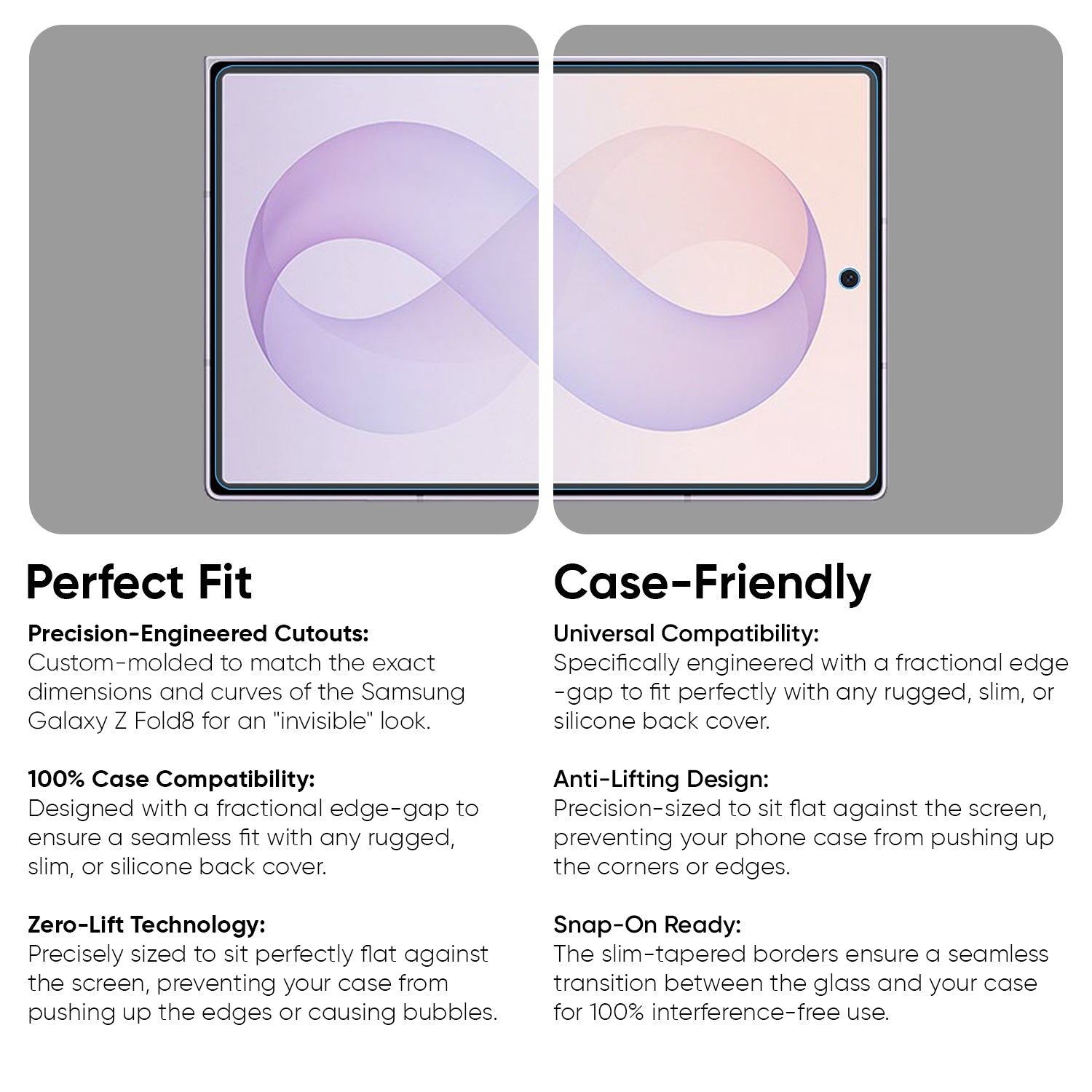 Tempered Glass for Samsung Galaxy Z Fold8 (Transparent) Case Friendly Full Screen Coverage Edge to Edge, Pack of 1