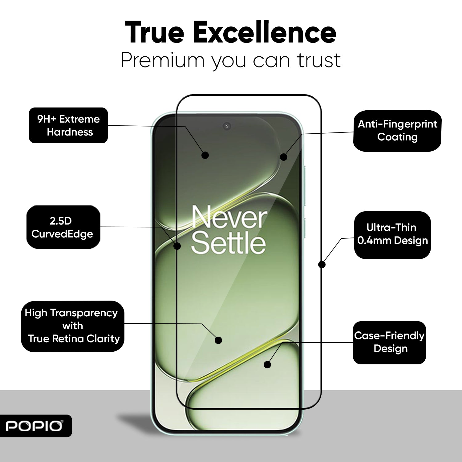 POPIO Military-Grade Gorilla Tempered Glass For OnePlus Nord 6