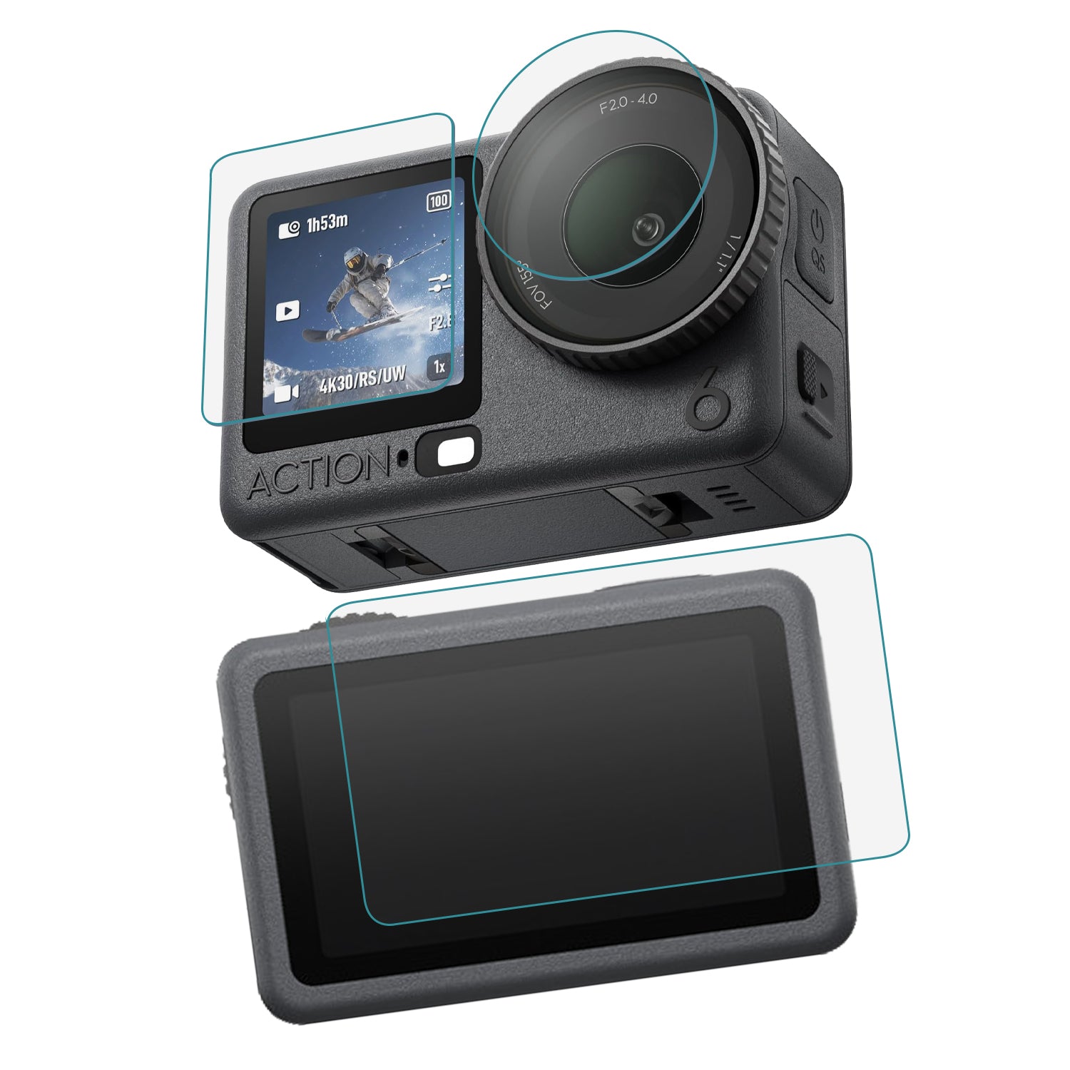 POPIO Military-Grade Gorilla Tempered Glass for DJI Osmo Action 6 Camera (Transparent) Edge To Edge Full Screen Coverage With Installation Kit, Complete Set Of 3 Glass