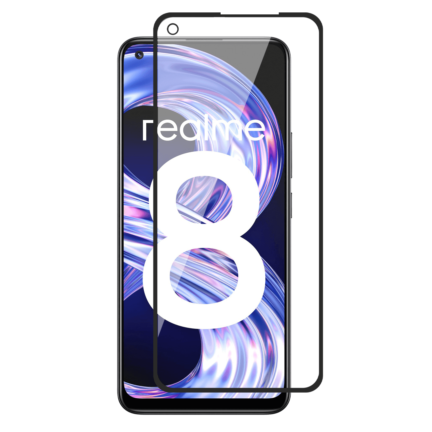 Tempered Glass for Realme 8 4G / Realme 8 Pro (Black) Edge to Edge , Pack of 1
