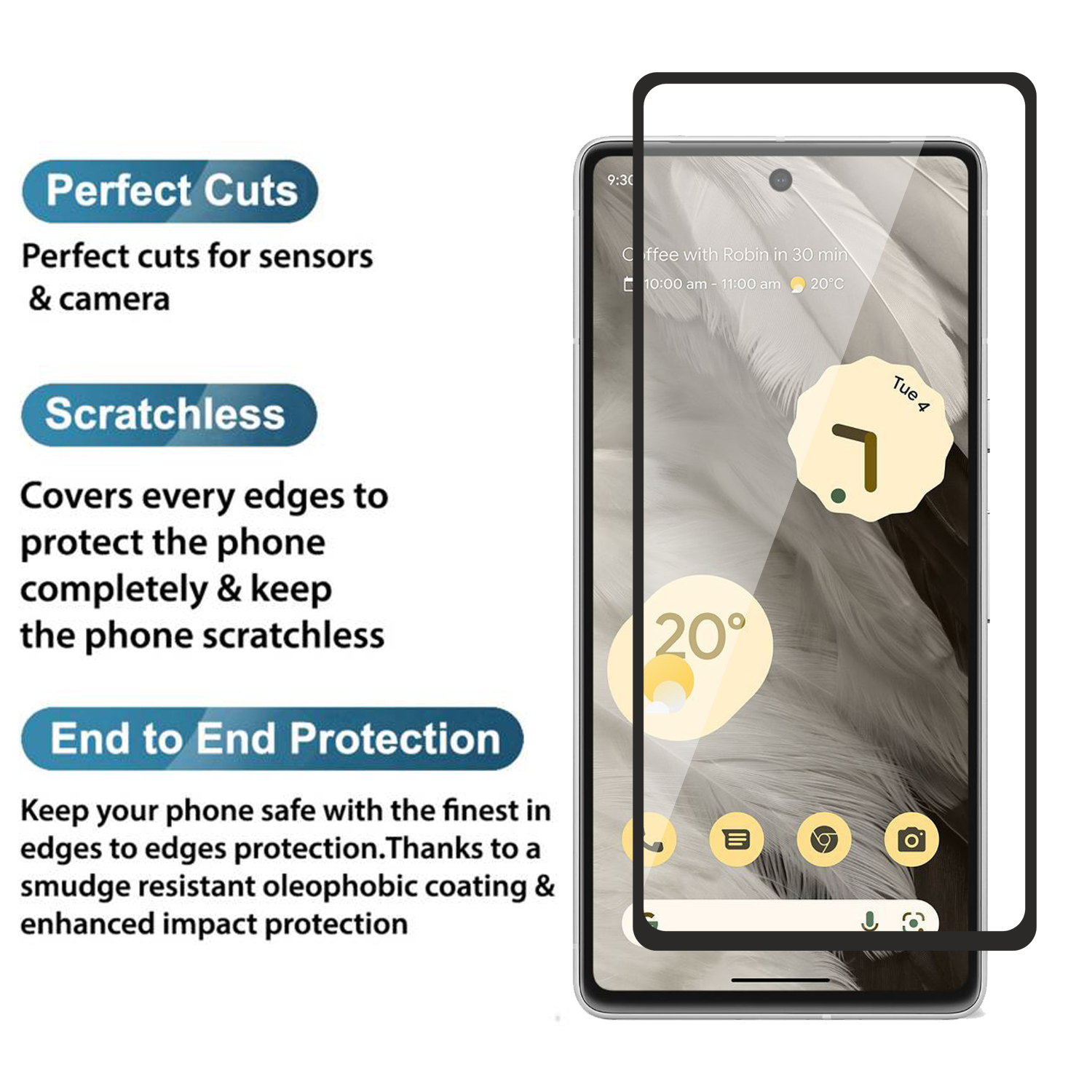 Tempered Glass for Google Pixel 7 (Black) Edge to Edge , Pack of 1