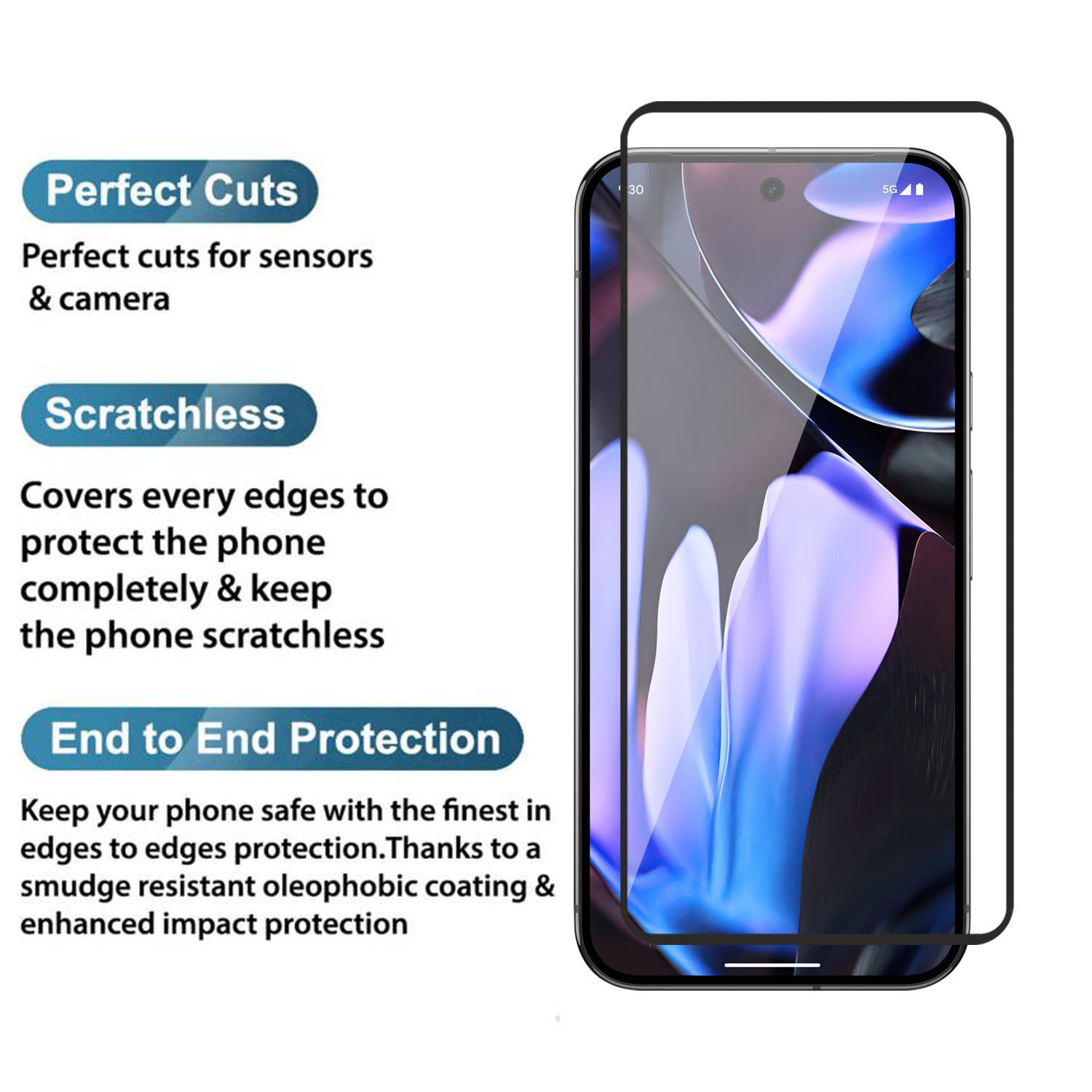 Tempered Glass for Google Pixel 9 Pro XL (Black) Edge to Edge , Pack of 1