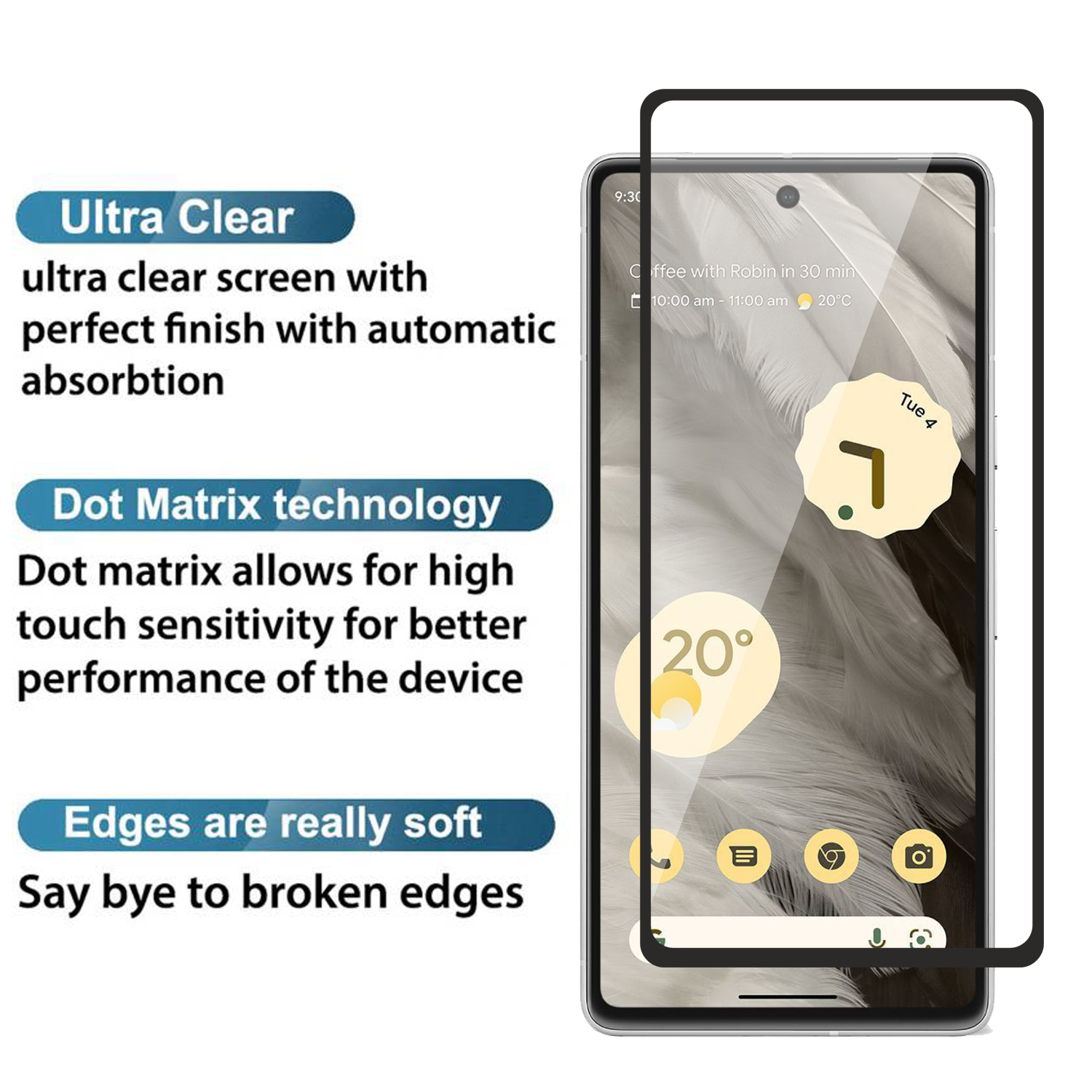 Tempered Glass for Google Pixel 7 (Black) Edge to Edge , Pack of 1