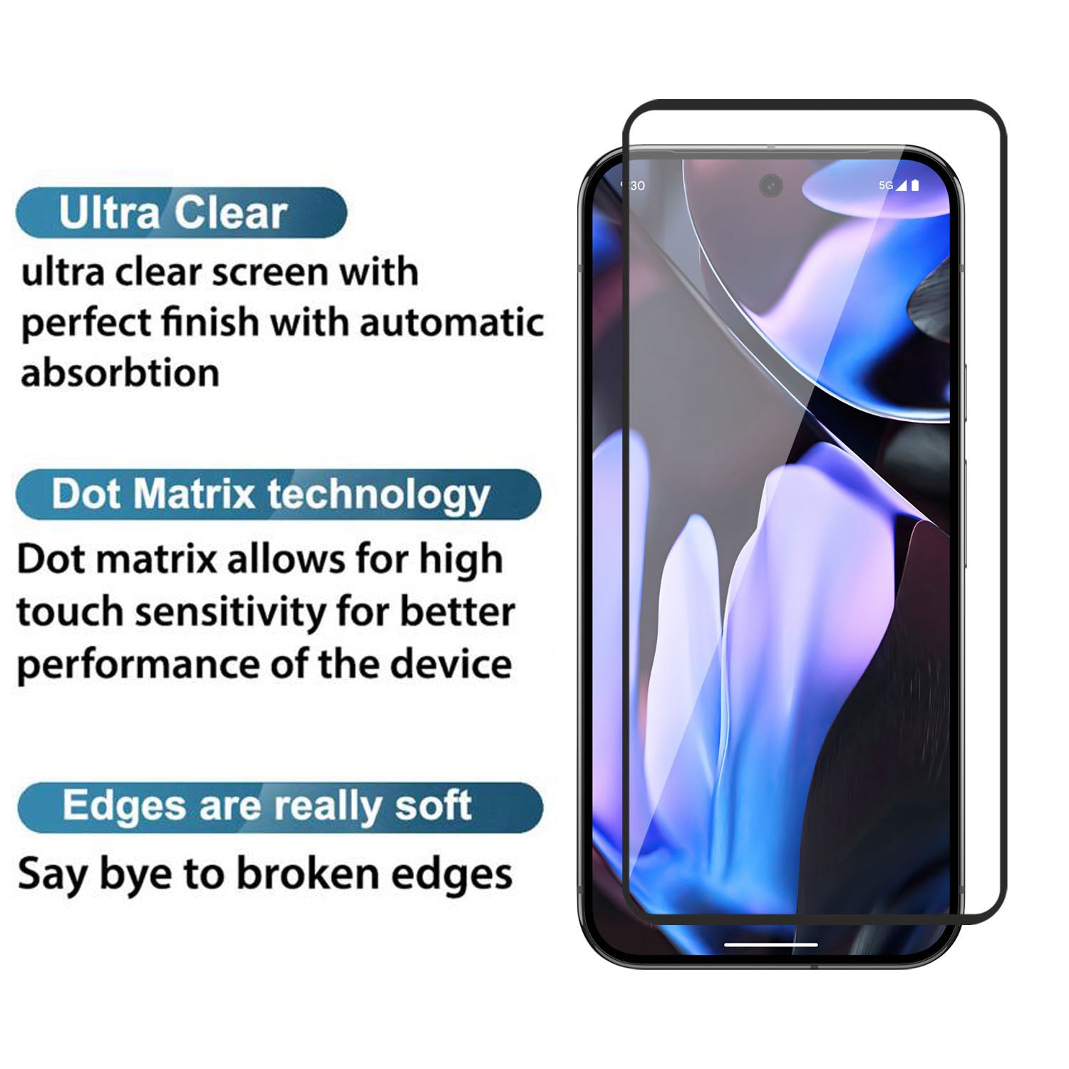 Tempered Glass for Google Pixel 9 Pro XL (Black) Edge to Edge , Pack of 1