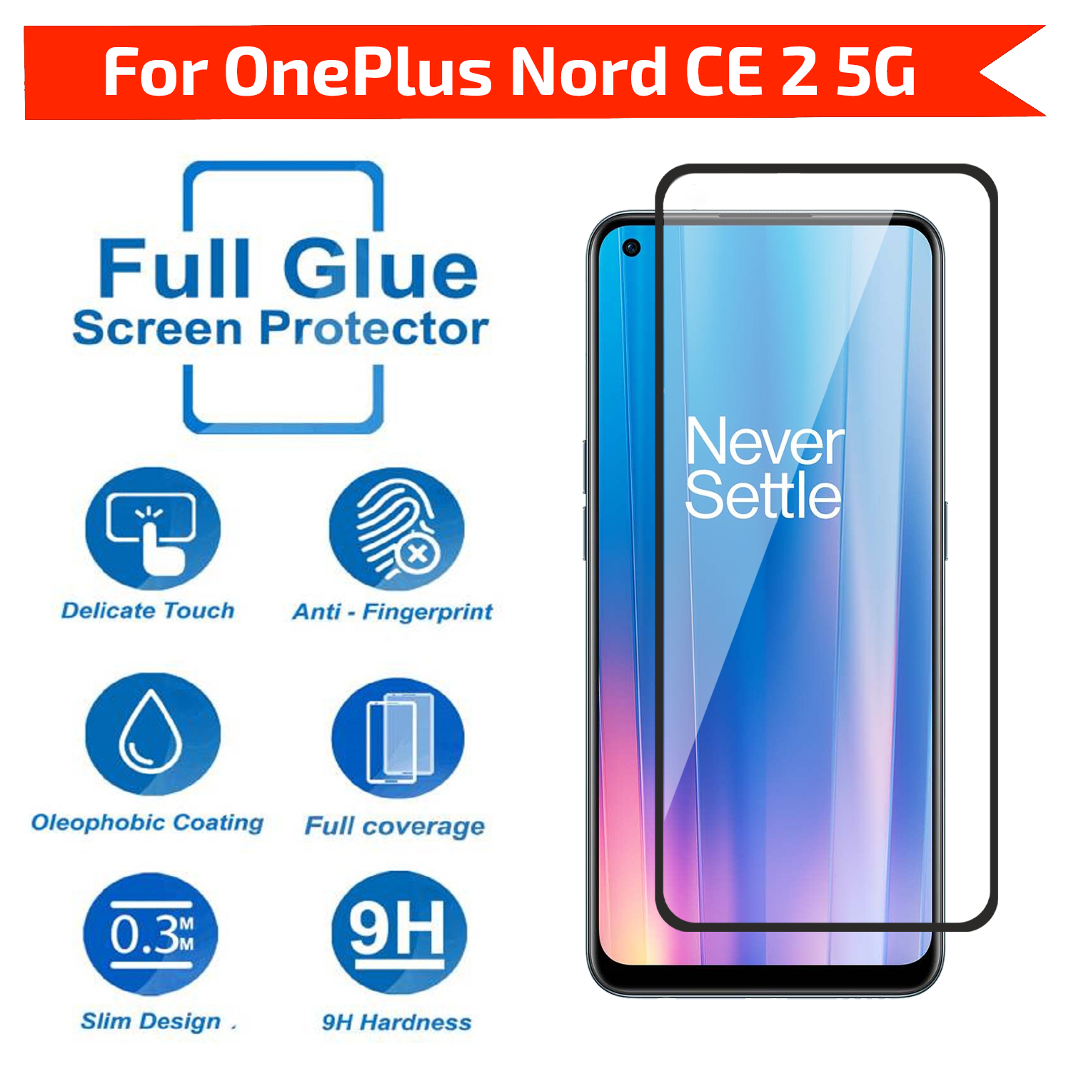 Tempered Glass for OnePlus Nord CE 2 5G (Black) Edge to Edge , Pack of 1