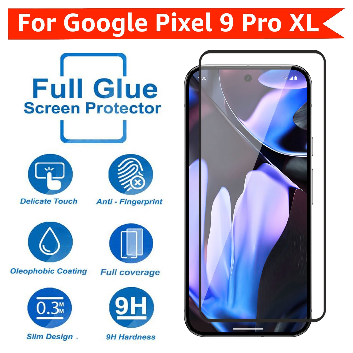 Tempered Glass for Google Pixel 9 Pro XL (Black) Edge to Edge , Pack of 1