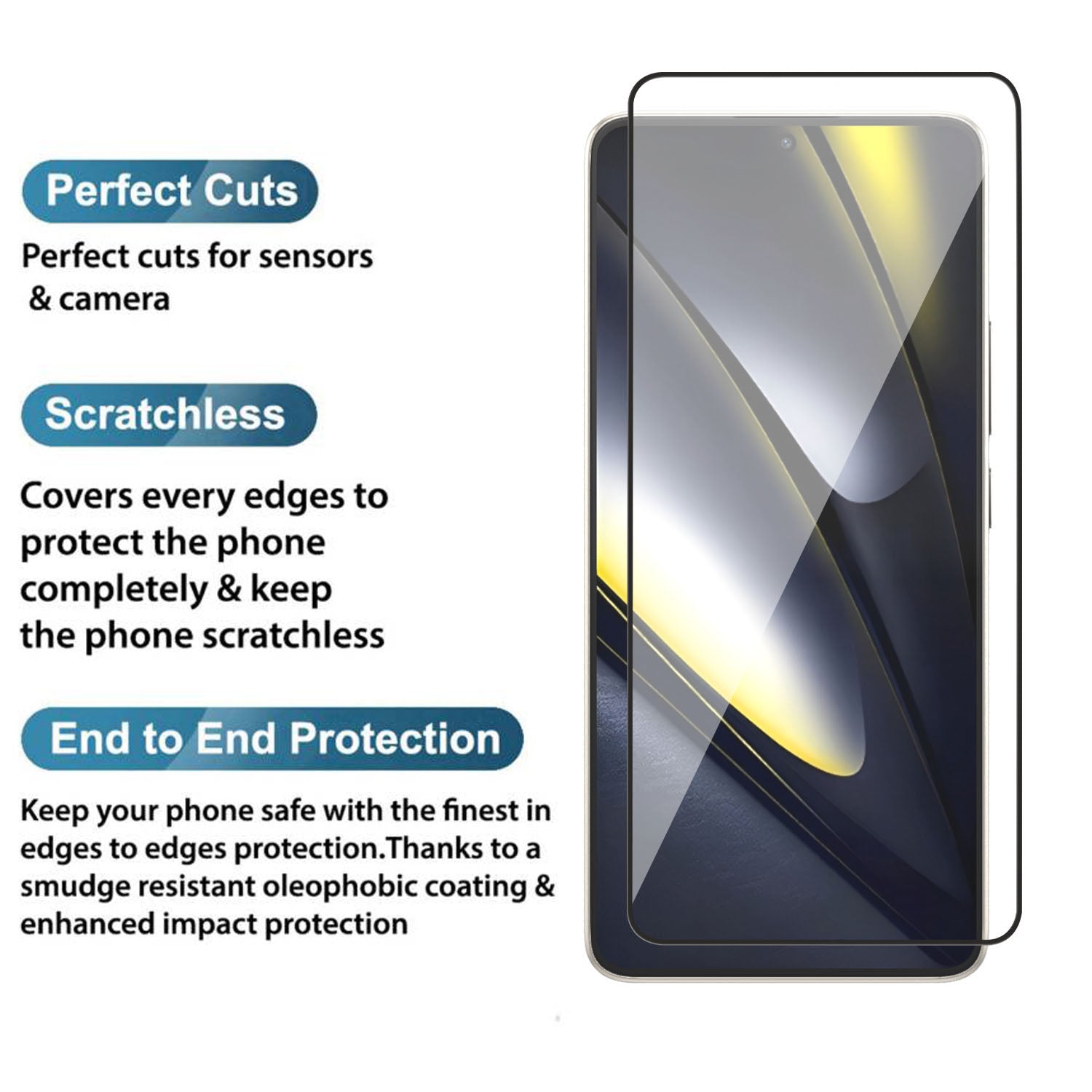 Tempered Glass for Xiaomi Poco f7 (Black) Edge to Edge , Pack of 1