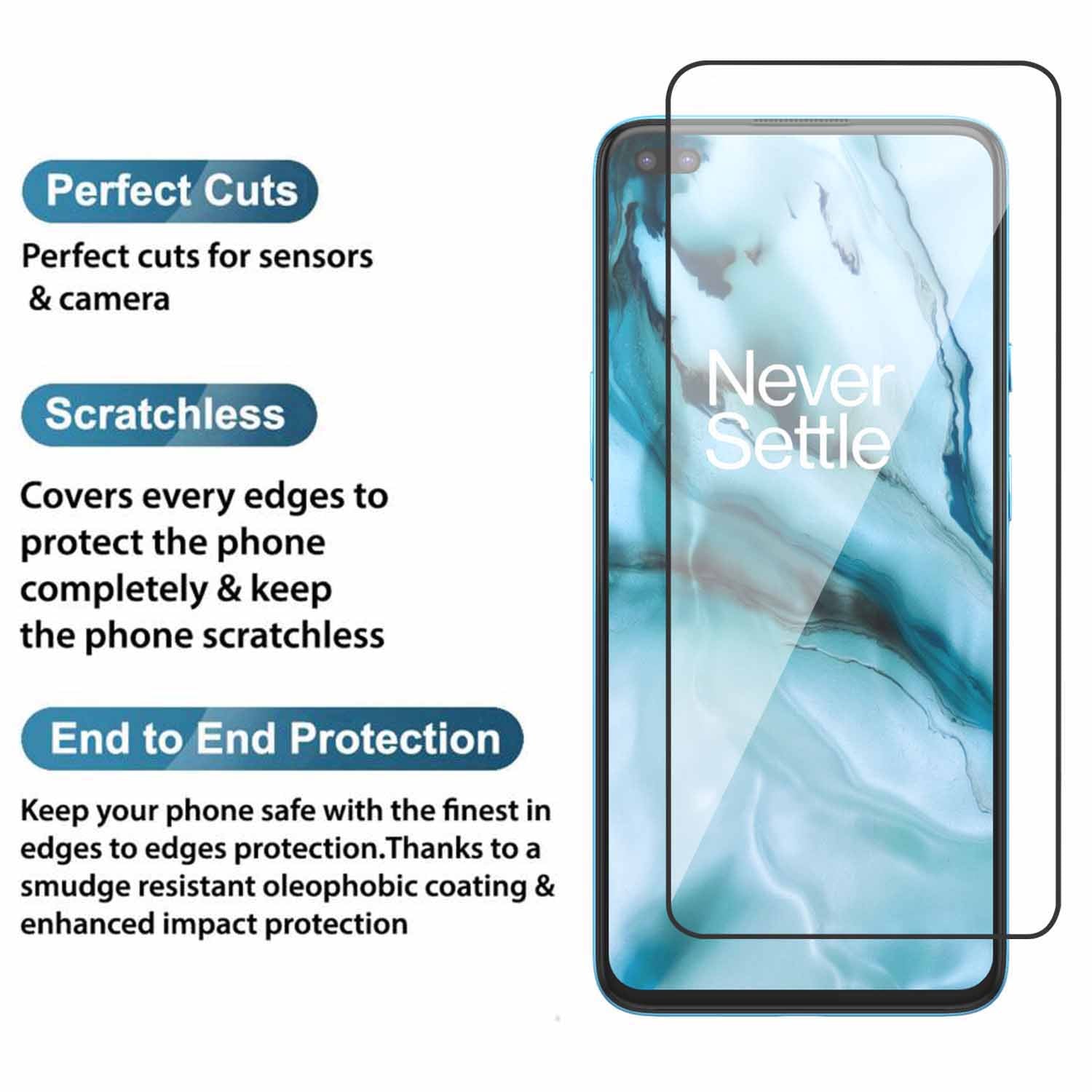 Tempered Glass for Oneplus Nord Edge to Edge , Pack of 1 , Black