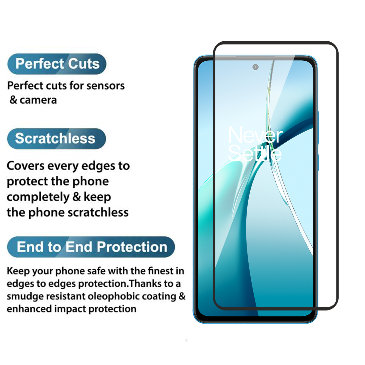 Tempered Glass for OnePlus Nord CE 4 Lite (Black) Edge to Edge , Pack of 1