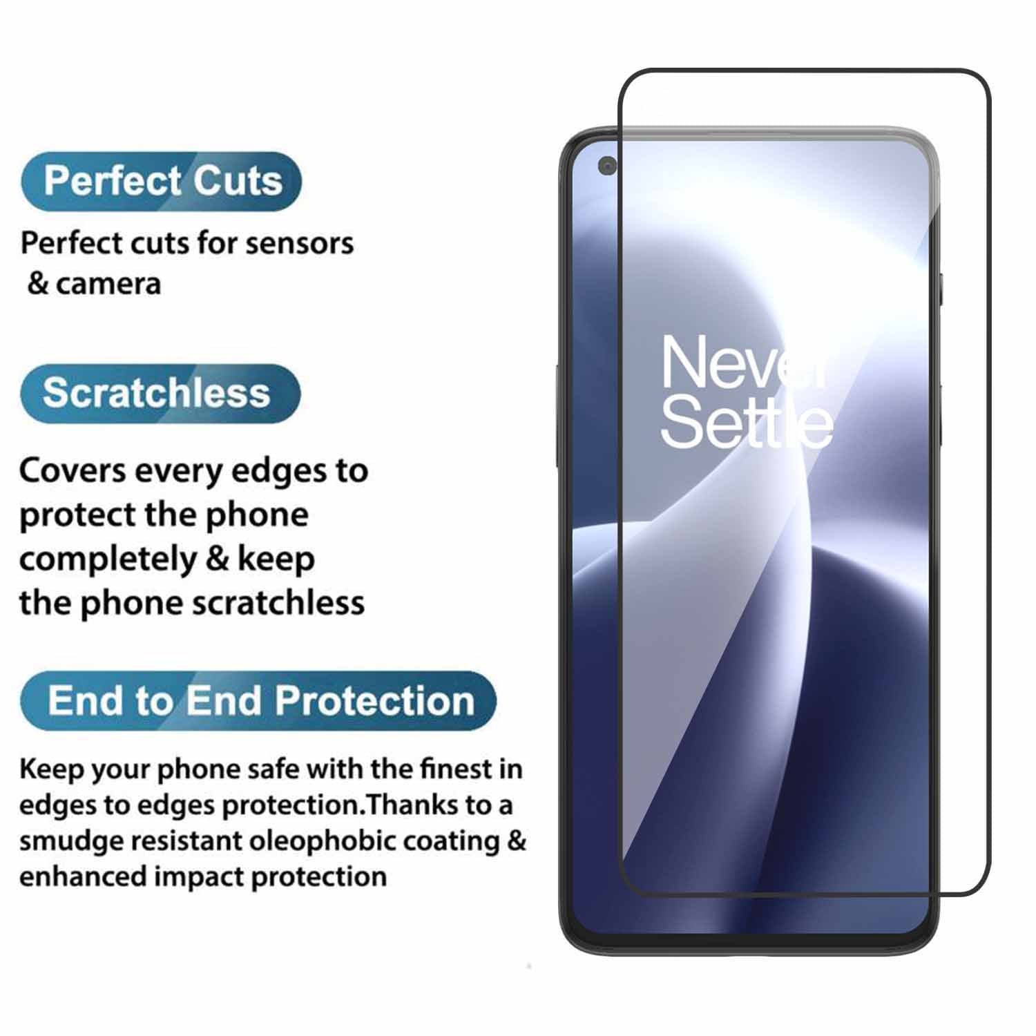 Tempered Glass for Oneplus Nord CE 5G , OnePlus Nord 2 5G (Black) Edge to Edge, Pack of 1