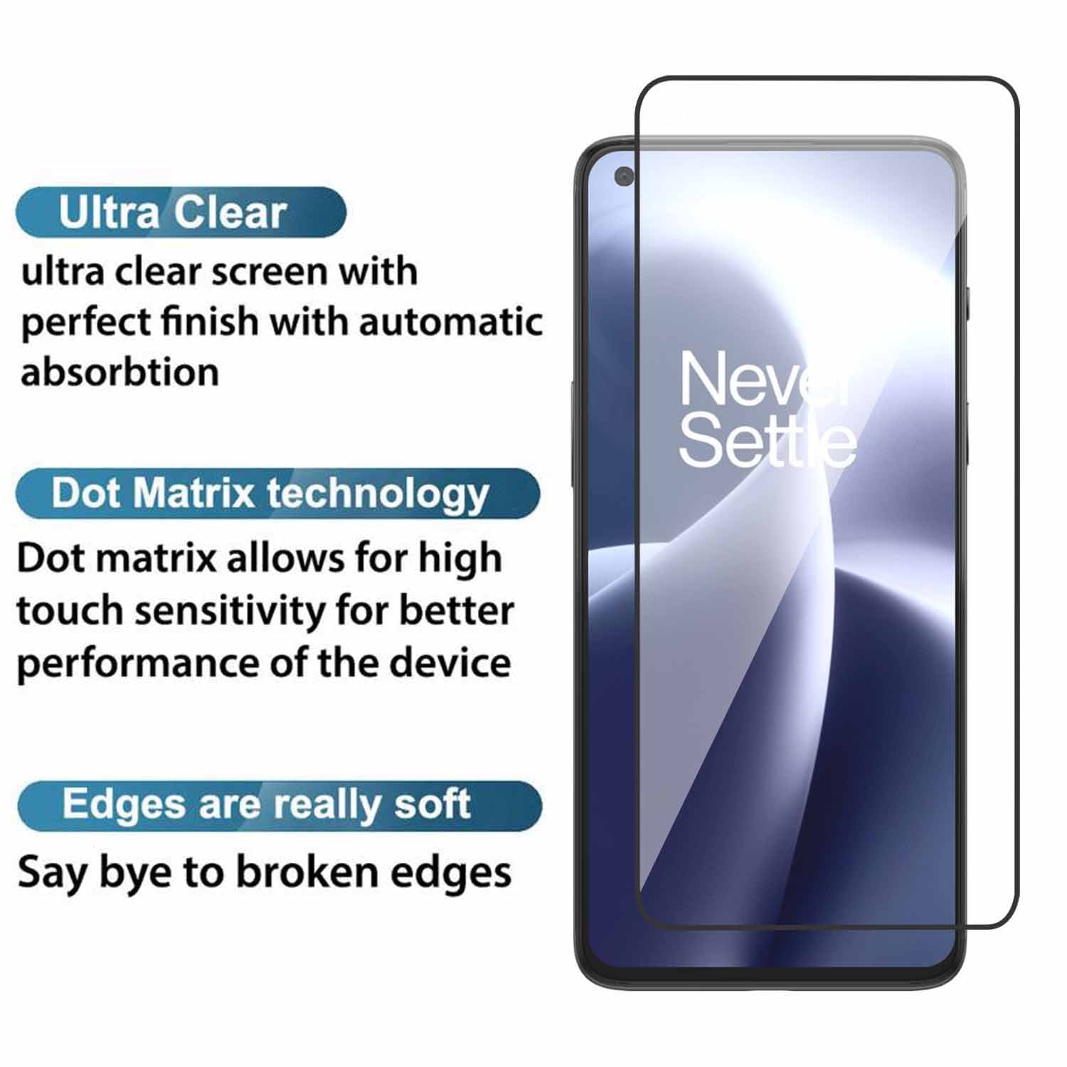 Tempered Glass for Oneplus Nord CE 5G , OnePlus Nord 2 5G (Black) Edge to Edge, Pack of 1