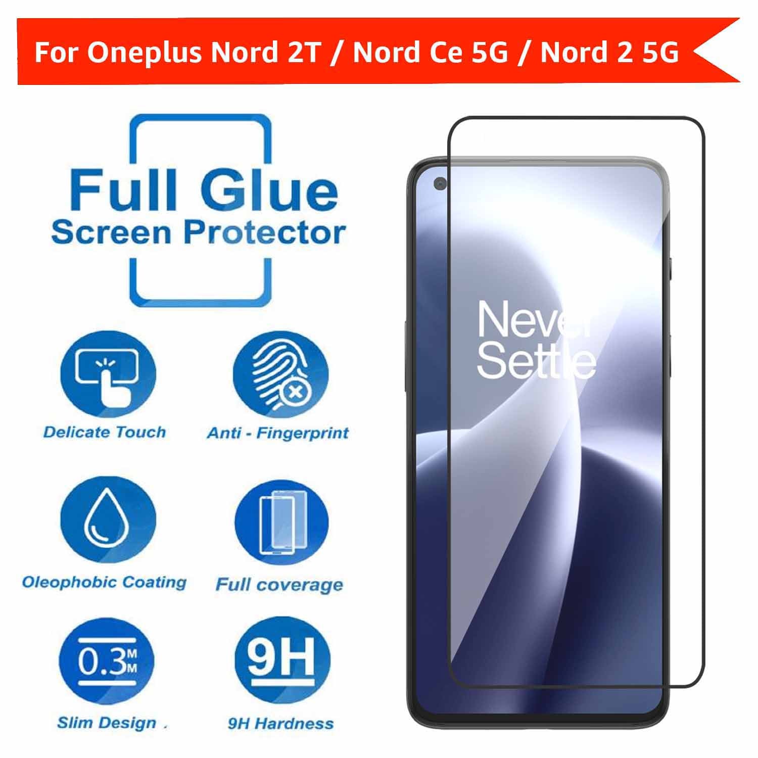 Tempered Glass for OnePlus Nord 2T (Black) Edge to Edge , Pack of 1