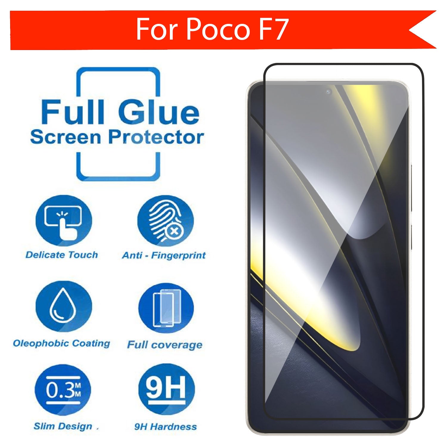 Tempered Glass for Xiaomi Poco f7 (Black) Edge to Edge , Pack of 1