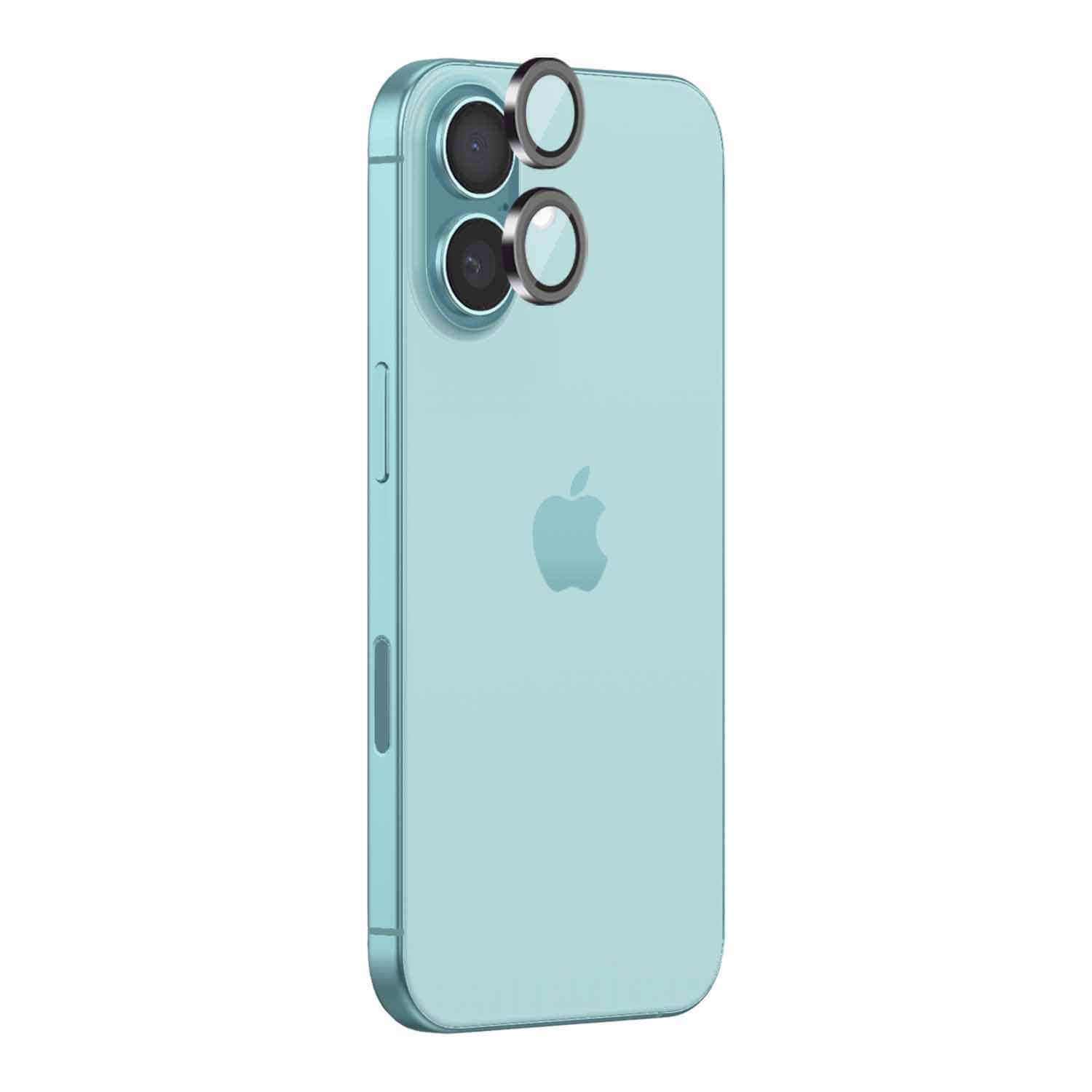 POPIO Camera Lens Protector For iPhone 16 / iPhone 16 Plus (Black), 1 Set, with Easy Installation Kit