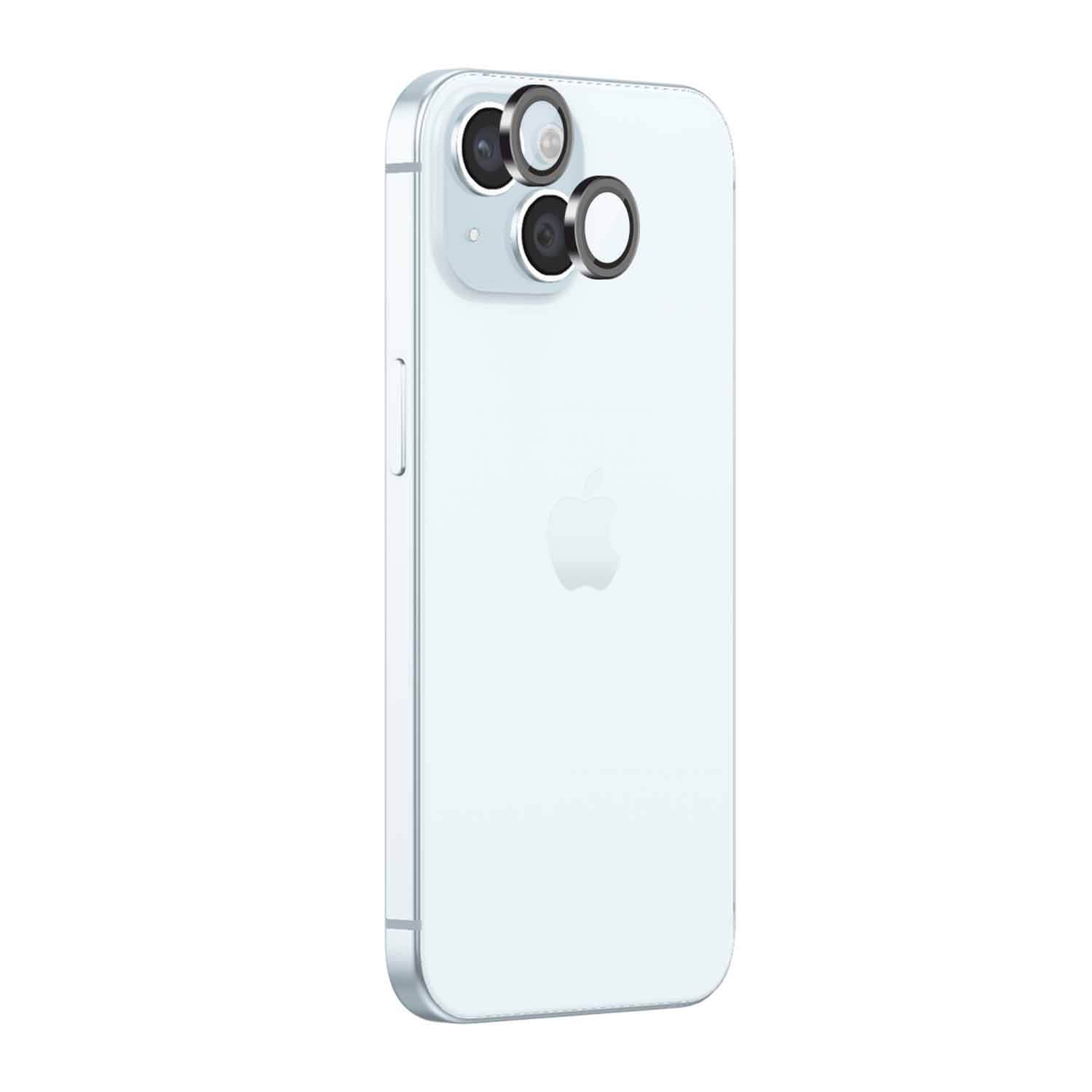 POPIO Camera Lens Protector For iPhone 15 / iPhone 15 Plus (Black), 1 Set, with Easy Installation Kit