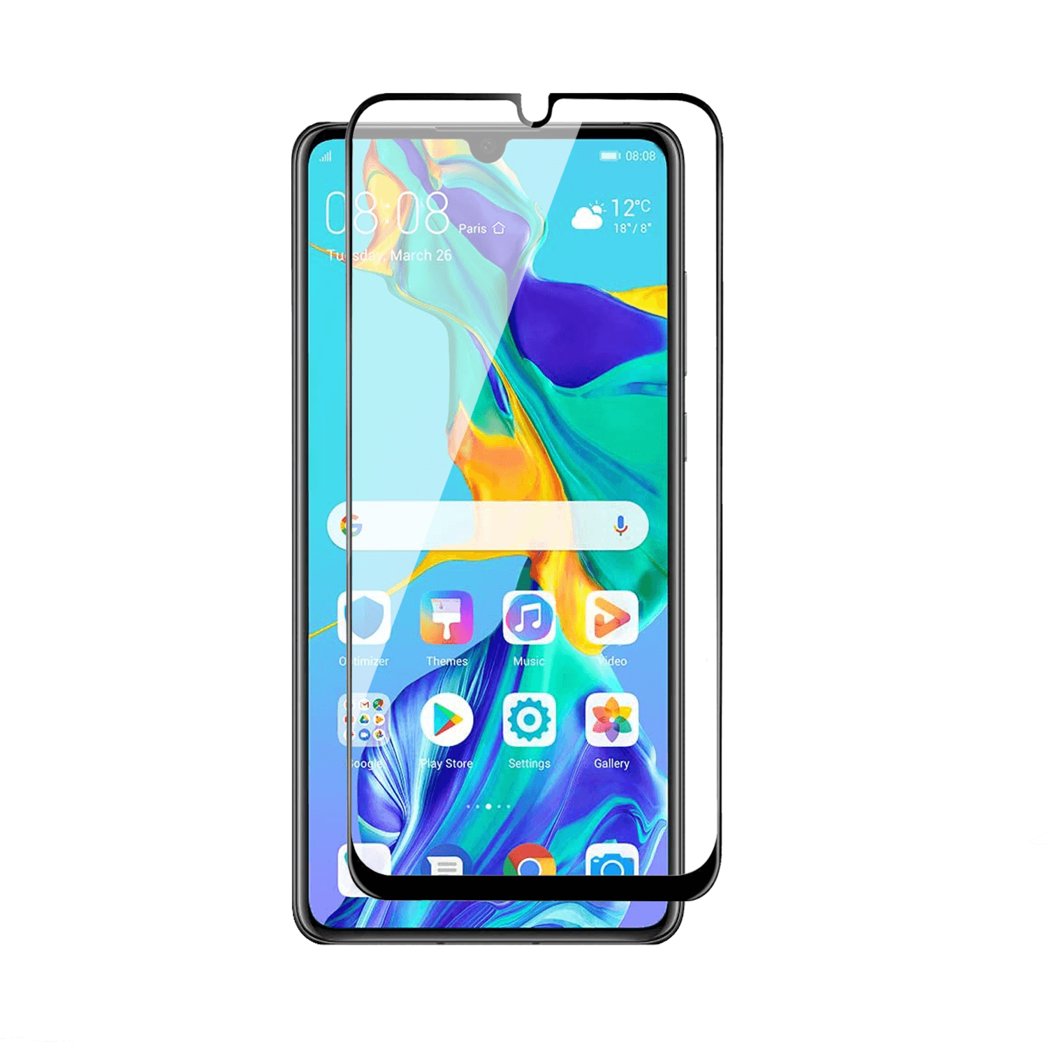 Tempered Glass for Huawei P30 (Black) Edge to Edge , Pack of 1