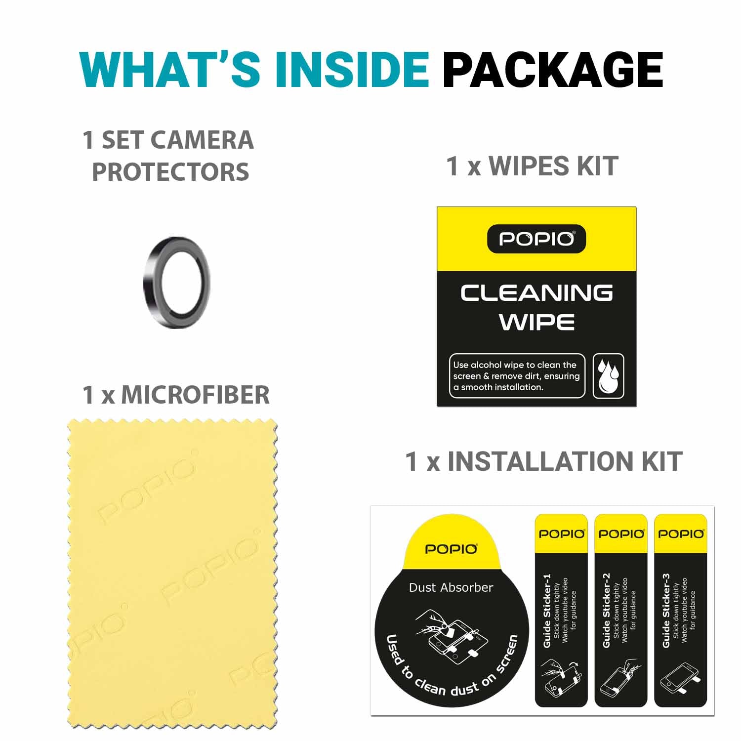 POPIO Camera Lens Protector For Compatible For iPhone Air (Black), 1 Set, with Easy Installation Kit