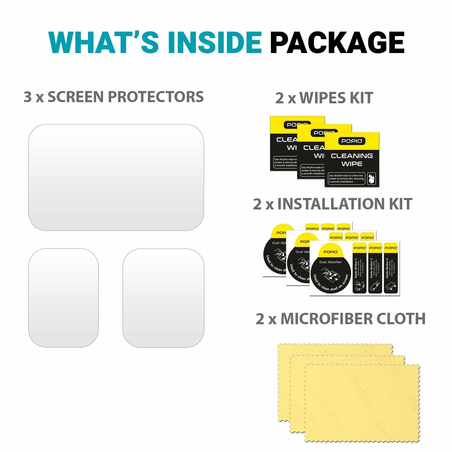 POPIO Military-Grade Gorilla Tempered Glass for Insta360 Ace Pro Action Camera (Transparent) Edge To Edge Full Screen Coverage, Complete Set Of 3 Glass