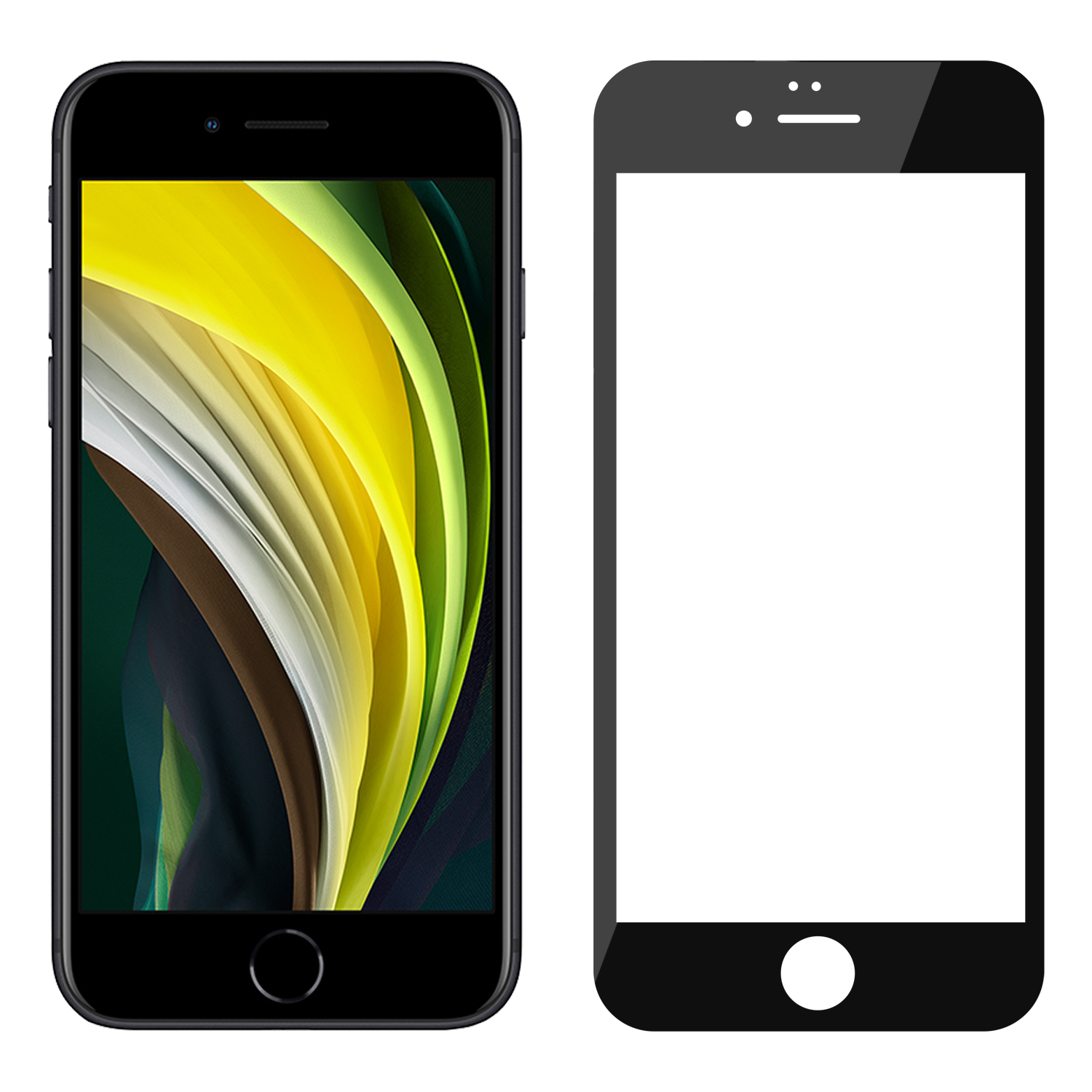 Tempered Glass for iPhone SE 2020 , iPhone SE 2022 (Black) Edge to Edge , Pack of 1