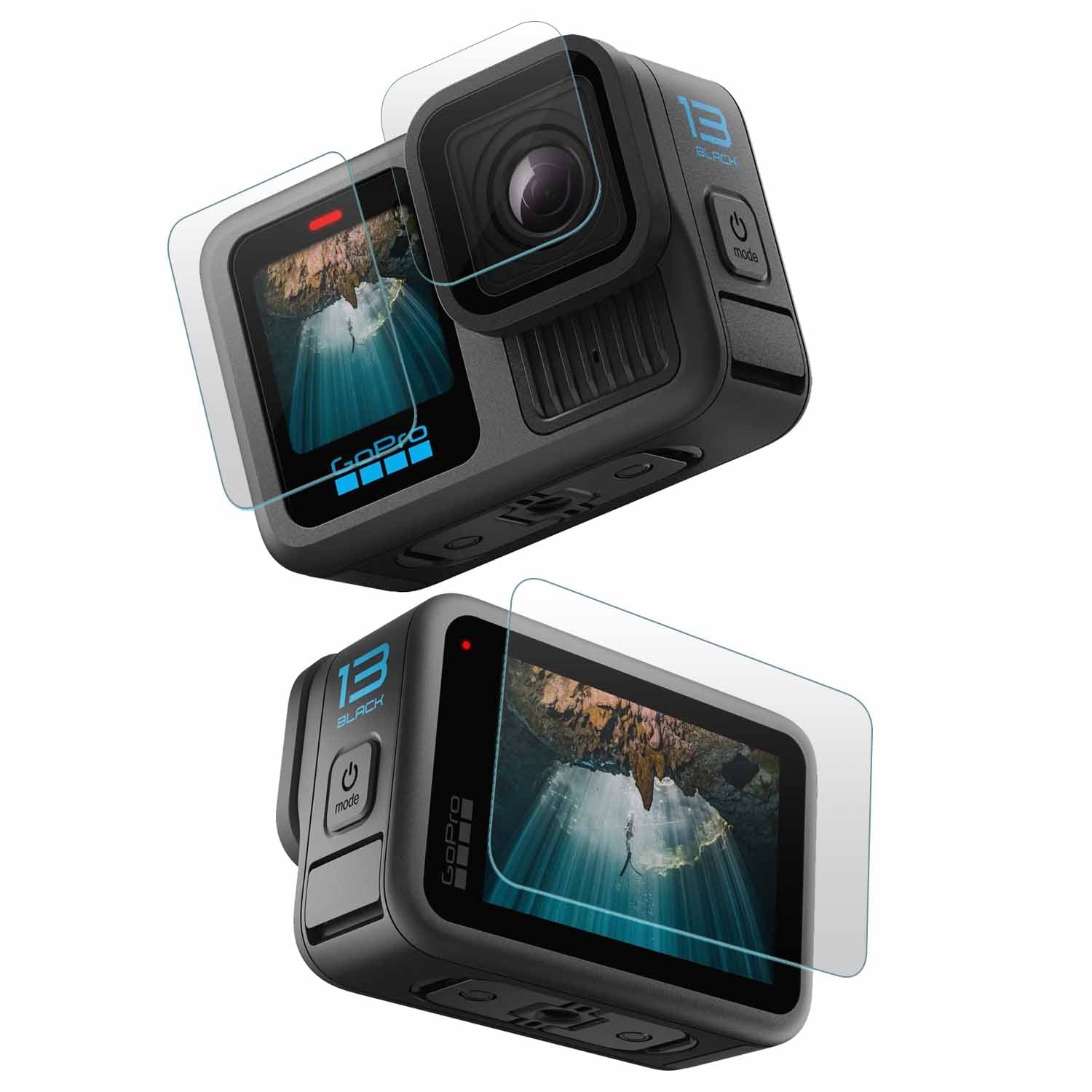 Tempered Glass Set for GoPro Hero 13 Action Camera (Transparent) Edge To Edge Full Screen Coverage With Installation Kit, Complete Set Of 3 Glass