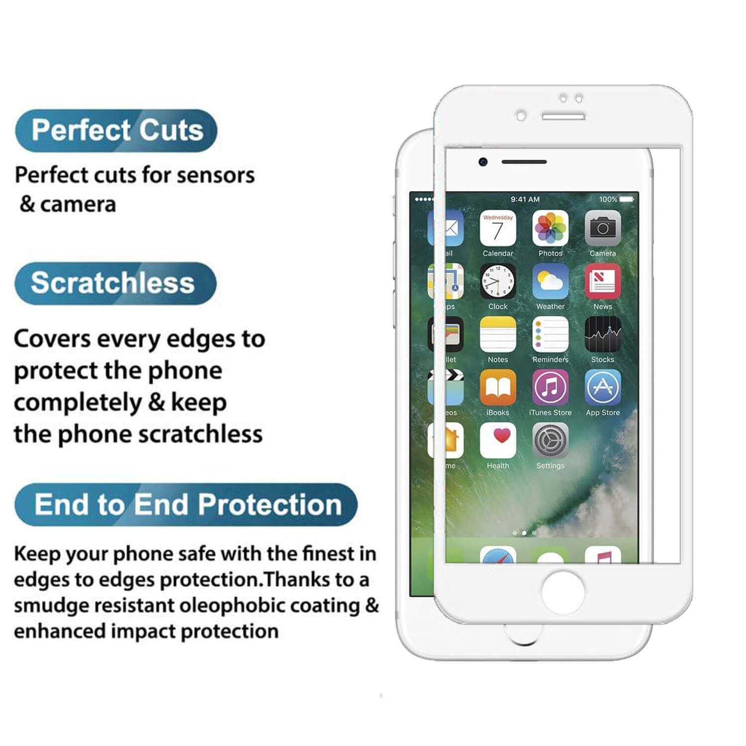 Tempered Glass for Apple iPhone 6 Plus / Apple iPhone 6s Plus (White) , Edge to Edge