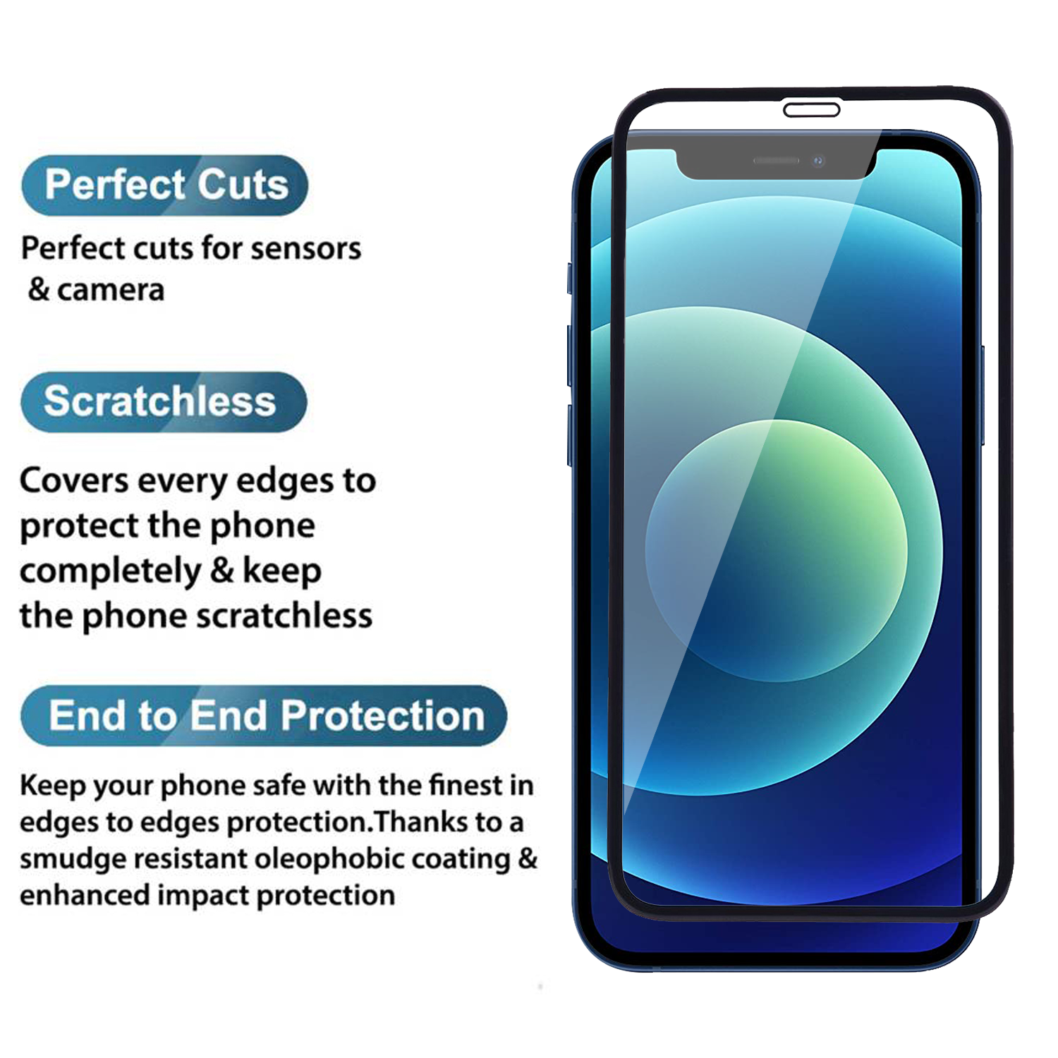 Tempered Glass for Apple iPhone 12 / iPhone 12 Pro Edge to Edge , Pack of 1